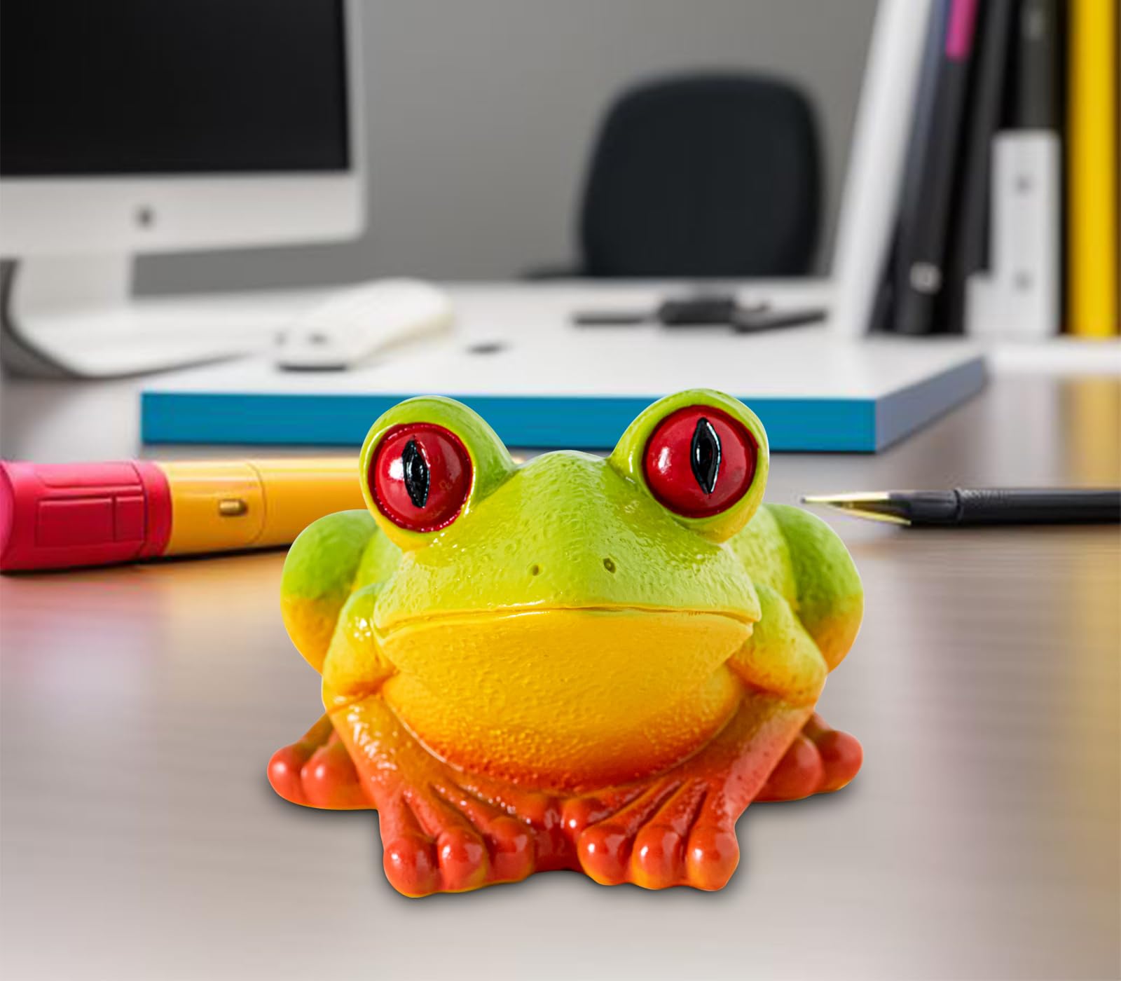 Cute Frog Paper Clip Holder for Desk - Fun & Functional Paperclip Organizer & Dispenser - Perfect Office Supply Accessory for School, Home & Work Organization