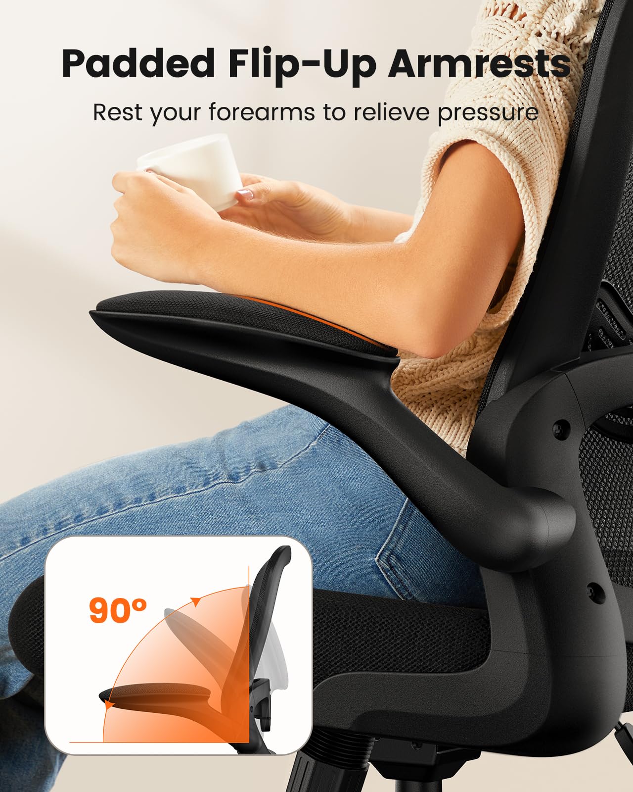 ErGear Adjustable Drafting Chair with Flip-Up Armrests & Footrest - Ergonomic High Desk Chair for Standing Desks - Office Chair with Lumbar Support - Perfect for Artists, Architects & Home Office Workspaces