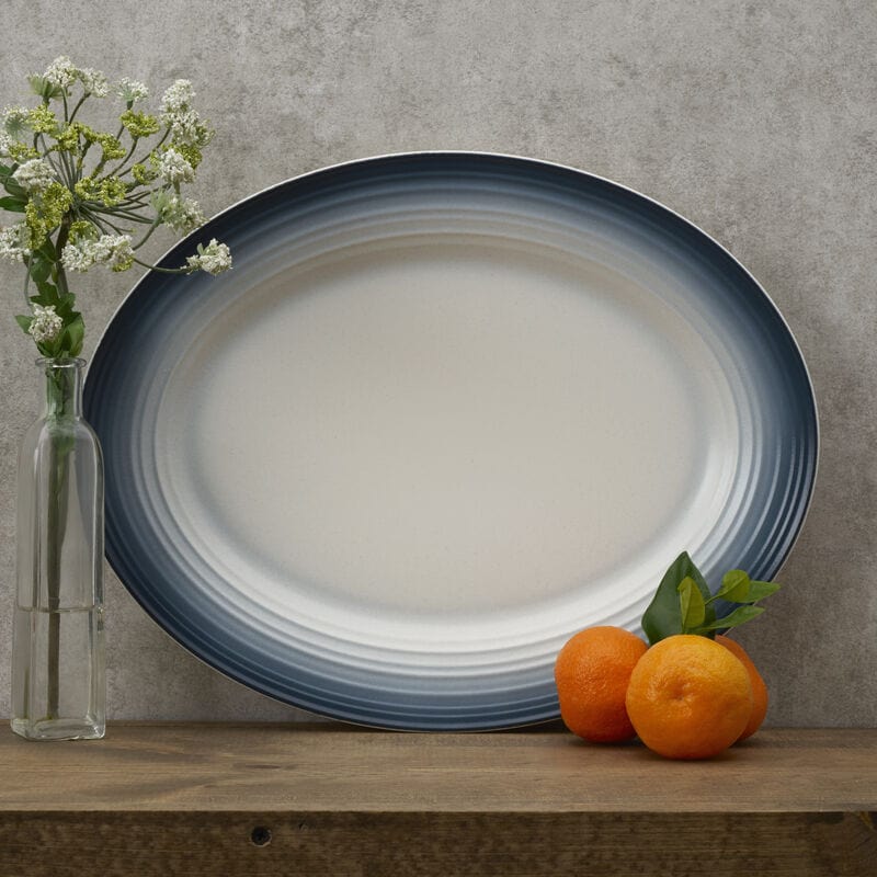 Swirl Ombre Blue Oval Platter - Elegant Serving Dish for Parties, Weddings & Home Decor | Perfect for Appetizers, Desserts & Centerpieces