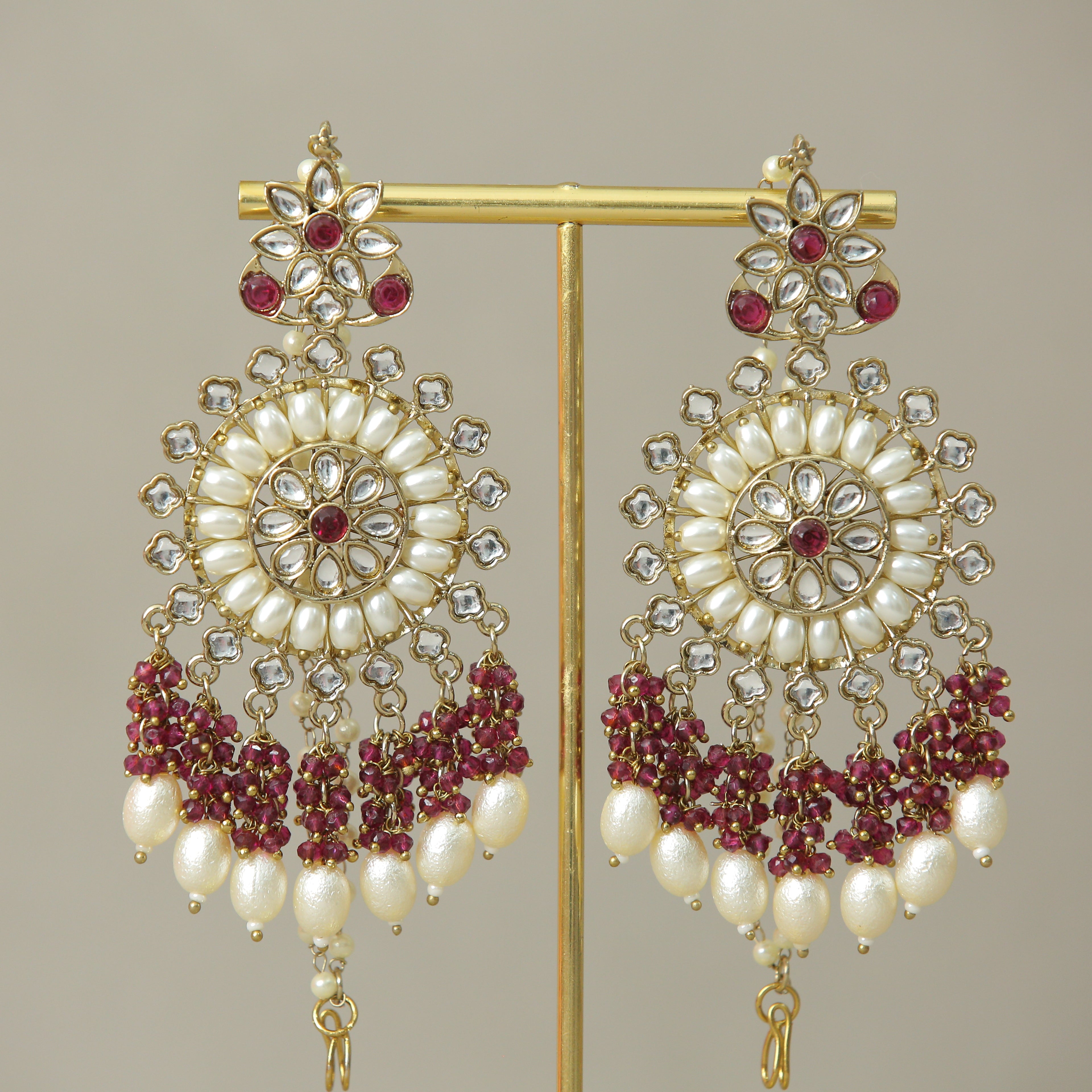 Ahana Kundan Earrings for Women - Indian Traditional Jewelry - Handmade Bridal Earrings for Weddings, Parties & Festivals