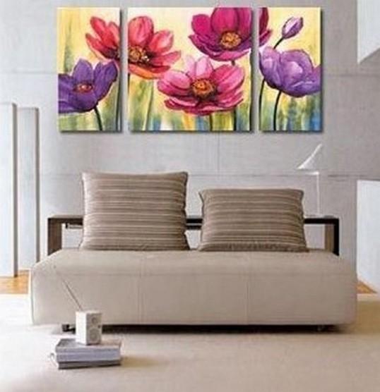 Abstract Flower Oil Painting on Canvas - Large 3-Piece Modern Wall Art for Living Room Decor | Perfect for Home, Office & Gallery Display