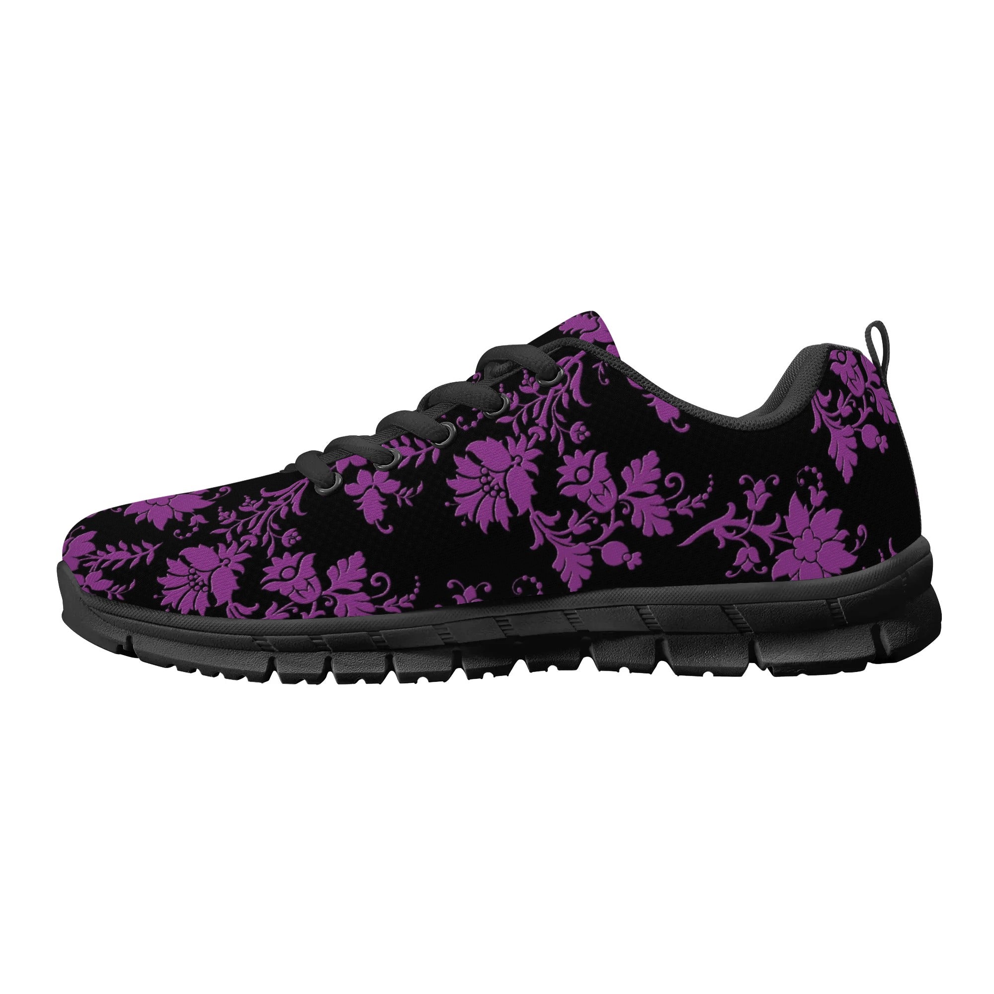 Gothic Purple Floral EVA Mesh Running Shoes for Women - Lightweight Breathable Sneakers for Jogging, Gym Workouts & Casual Wear