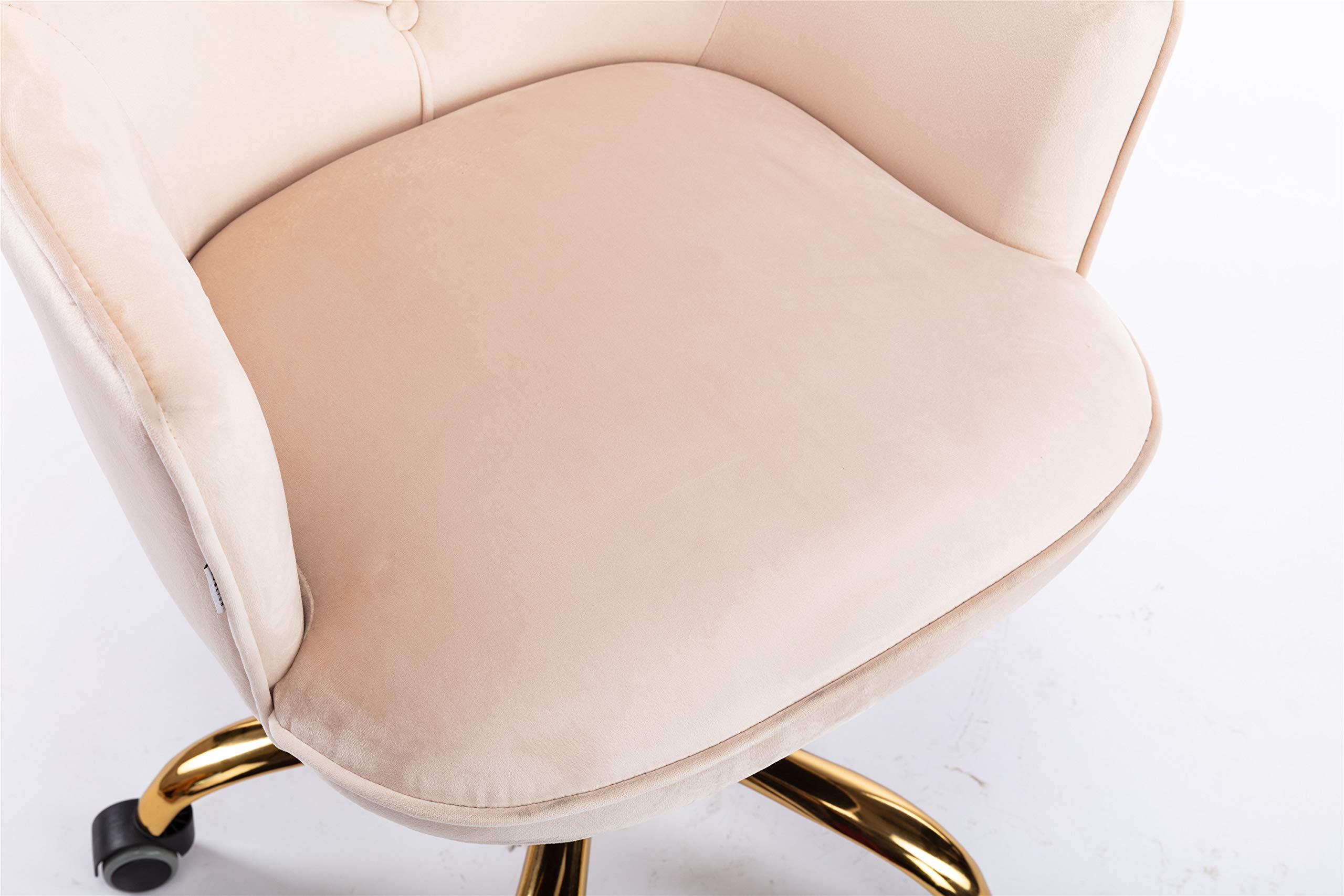 Luxury Velvet Office Chair with Tufted Back - Adjustable Swivel Desk Chair with Golden Metal Base for Home Office, Bedroom & Living Room - Perfect for Work, Study & Relaxation