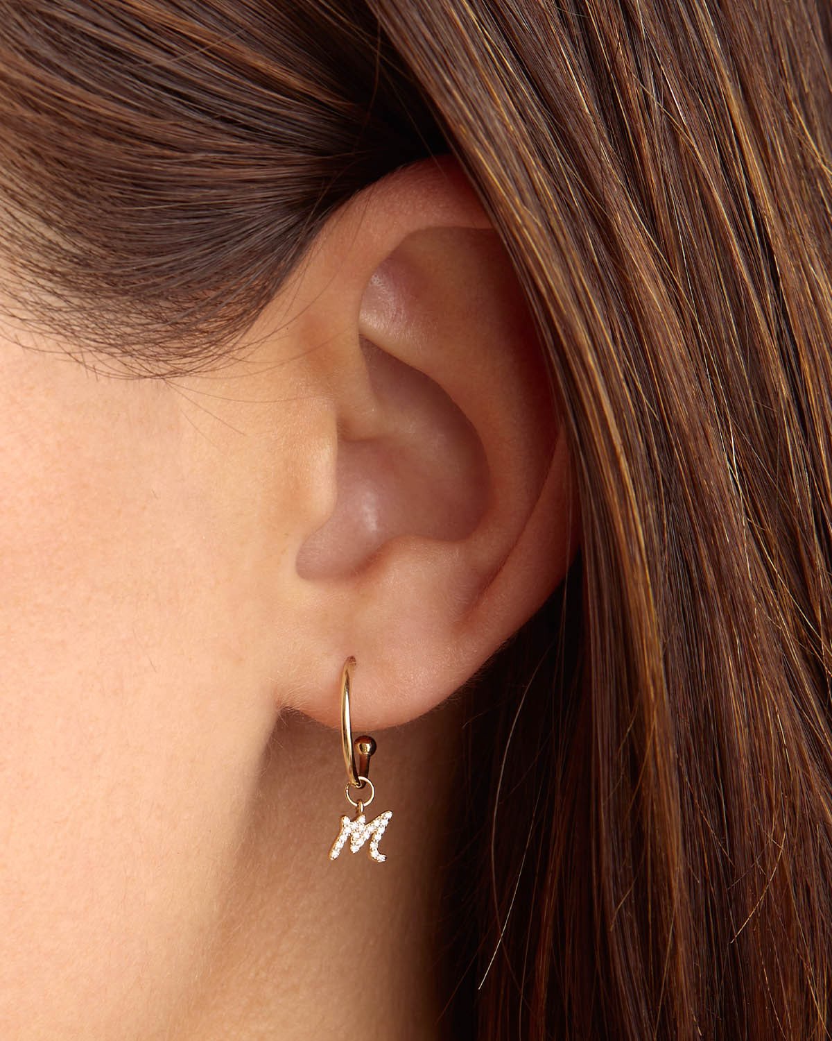 14K Solid Gold Forever Love Diamond Letter Hoop Earrings - Personalized Name Initial Charm Jewelry for Women, Perfect Gift for Anniversary, Valentine's Day & Special Occasions