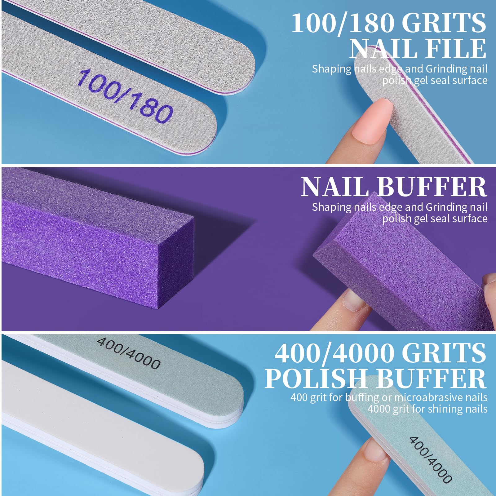 Teenitor Professional Nail Care Kit - 12-Piece Manicure Set with Nail Files, Buffers, Cuticle Remover, Pusher, Softener & Lavender Oil for Home & Salon Use