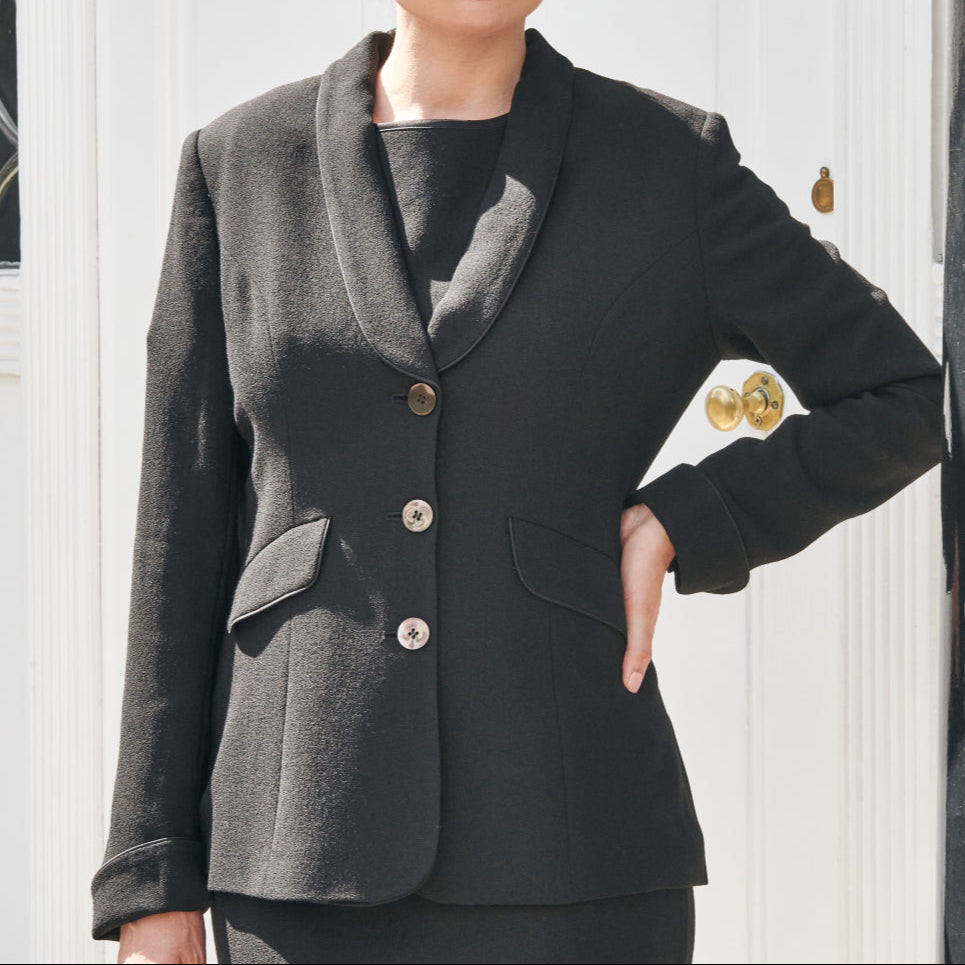 Juliet Tailored Shawl Collar Wool Crepe Jacket for Women - Elegant Winter Coat for Office, Dinner Dates & Formal Events