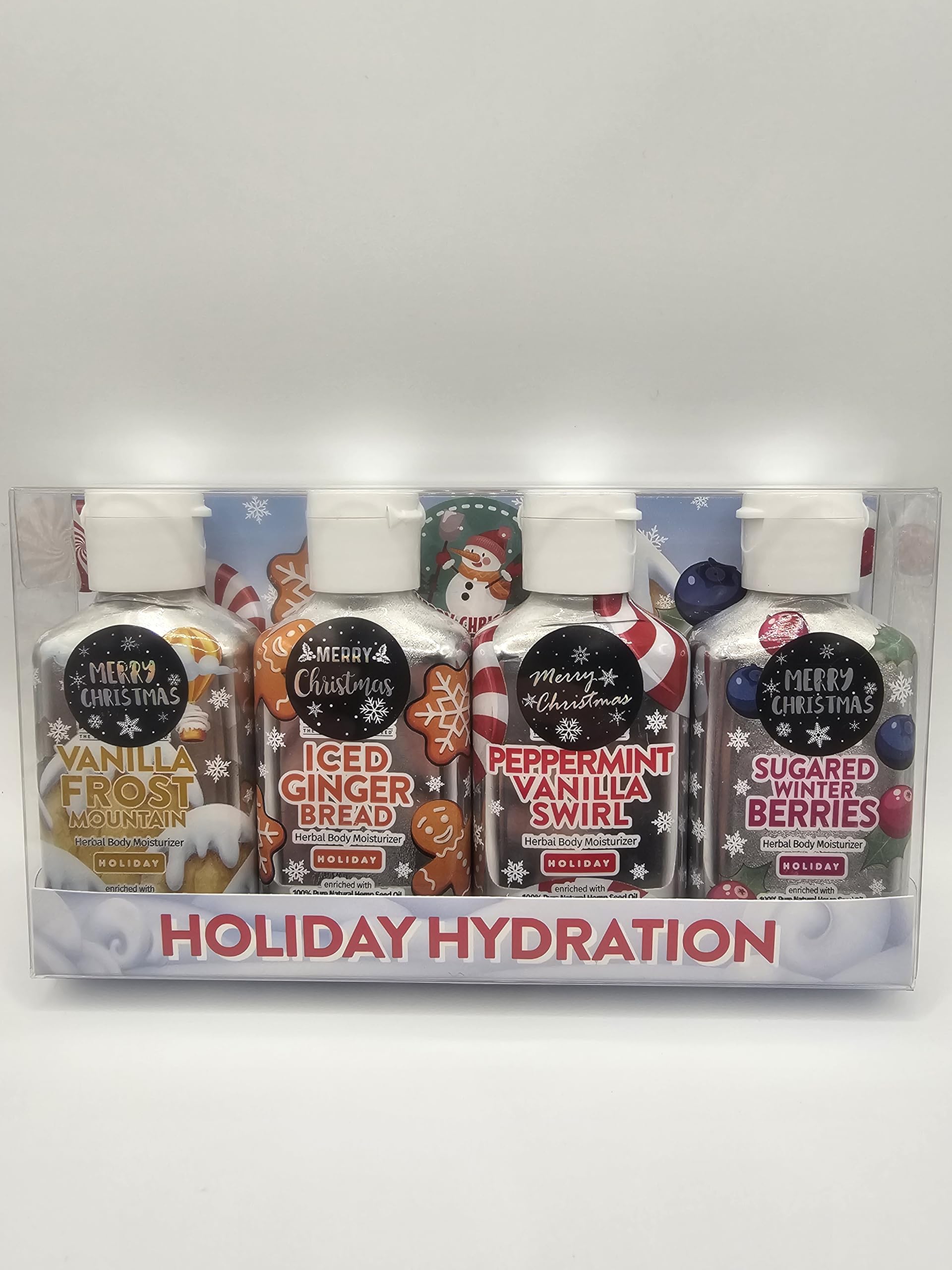 Mini Body Lotion Gift Set - 4 Pack Holiday Hydration Moisturizing Cream with Delicate Fragrance (Limited Edition) - Perfect for Christmas Gifts, Stocking Stuffers & Winter Skin Care