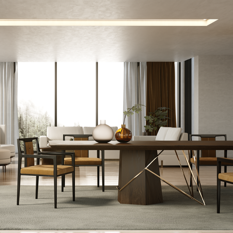 Solid Wood Designer Dining Table - Modern Farmhouse Style, Handcrafted for Family Gatherings & Dinner Parties