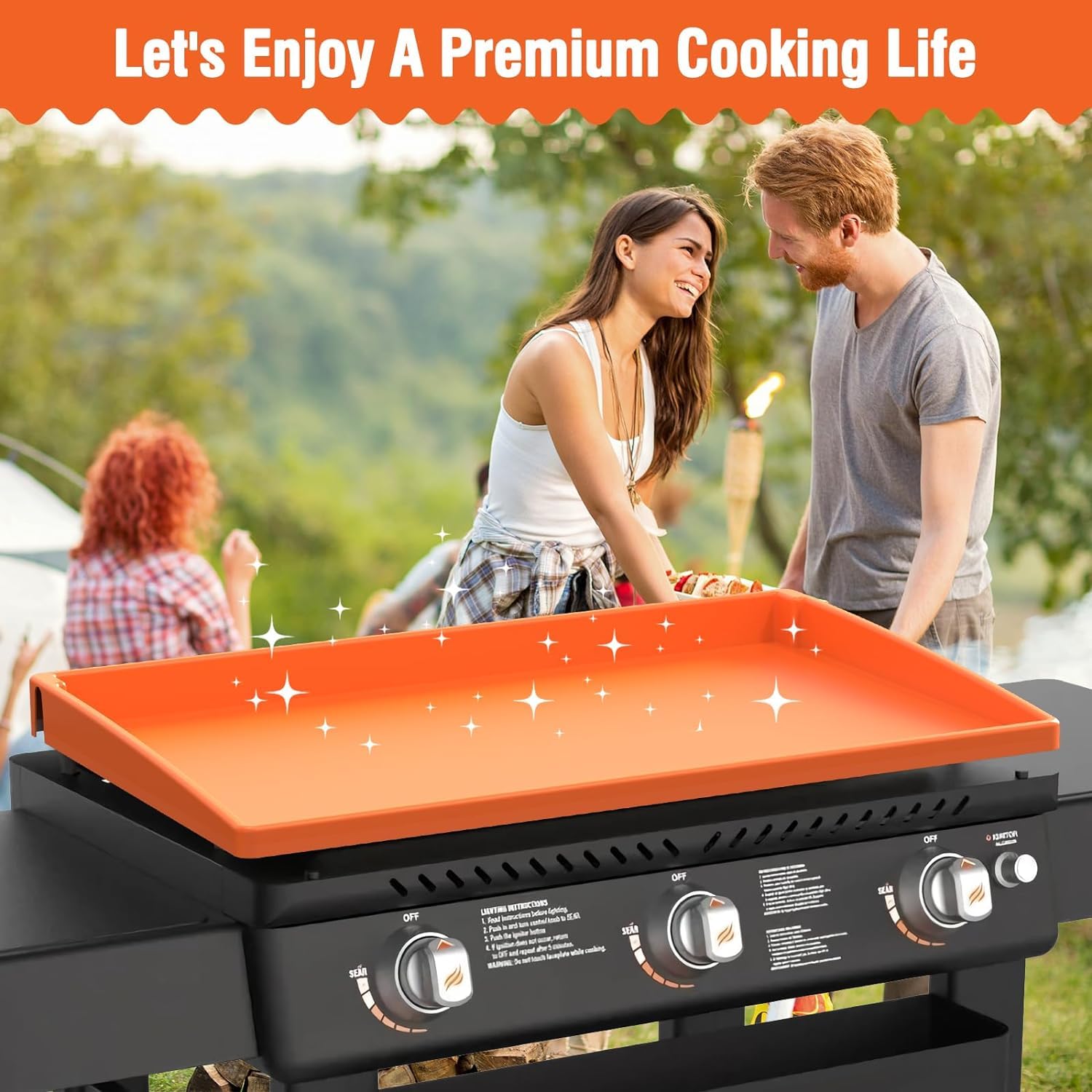 Heavy Duty Food Grade Silicone Griddle Cover - Upgraded Full Edge Grill Protector for Blackstone, Non-Slip BBQ Grill Mats & Floor Pads - Perfect for Outdoor Cooking, Camping, and Backyard Barbecues