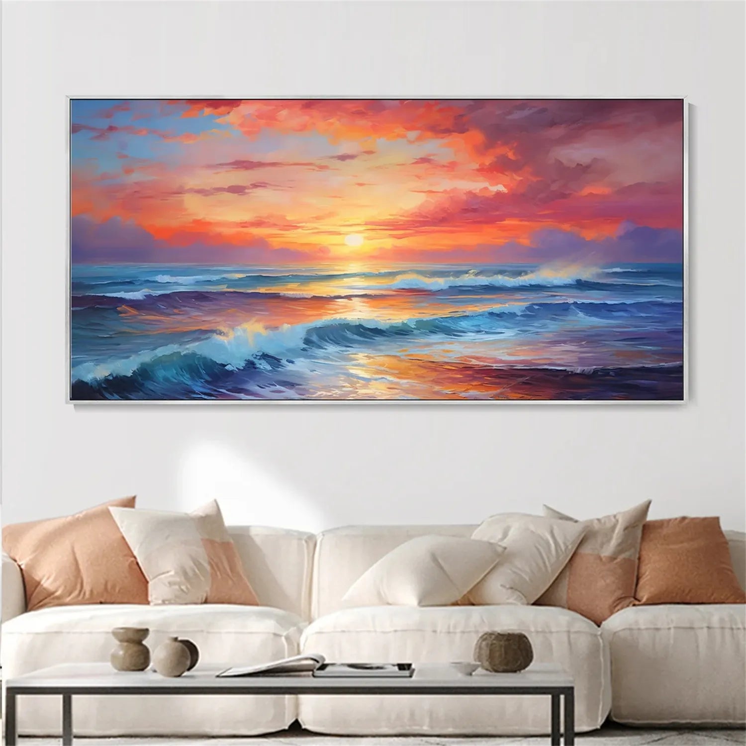 Ocean And Sky Painting #OS 169 - Handmade Canvas Wall Art for Home & Office Decor - Perfect for Living Room, Bedroom or Beach House