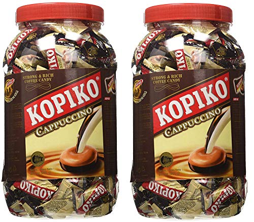 Kopiko Cappuccino Coffee Candy Jar - 28.2oz (Pack of 2) | Rich Coffee Flavor | Perfect for Office Snacks, Gift Giving & Coffee Lovers | New Version