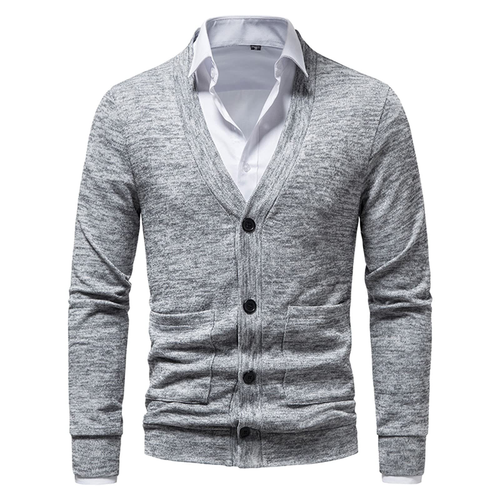 Men's Lightweight Knit Cardigan Sweater Jacket - Solid Color Casual Pullover with Large Pockets for Spring/Summer | Office Wear, Weekend Outfits & Layering Essential