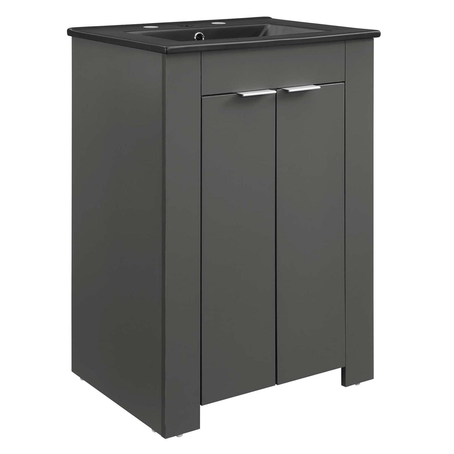 Modway Maybelle 24-Inch Bathroom Vanity with Sink in Gray Black - Modern Space-Saving Design for Small Bathrooms & Powder Rooms