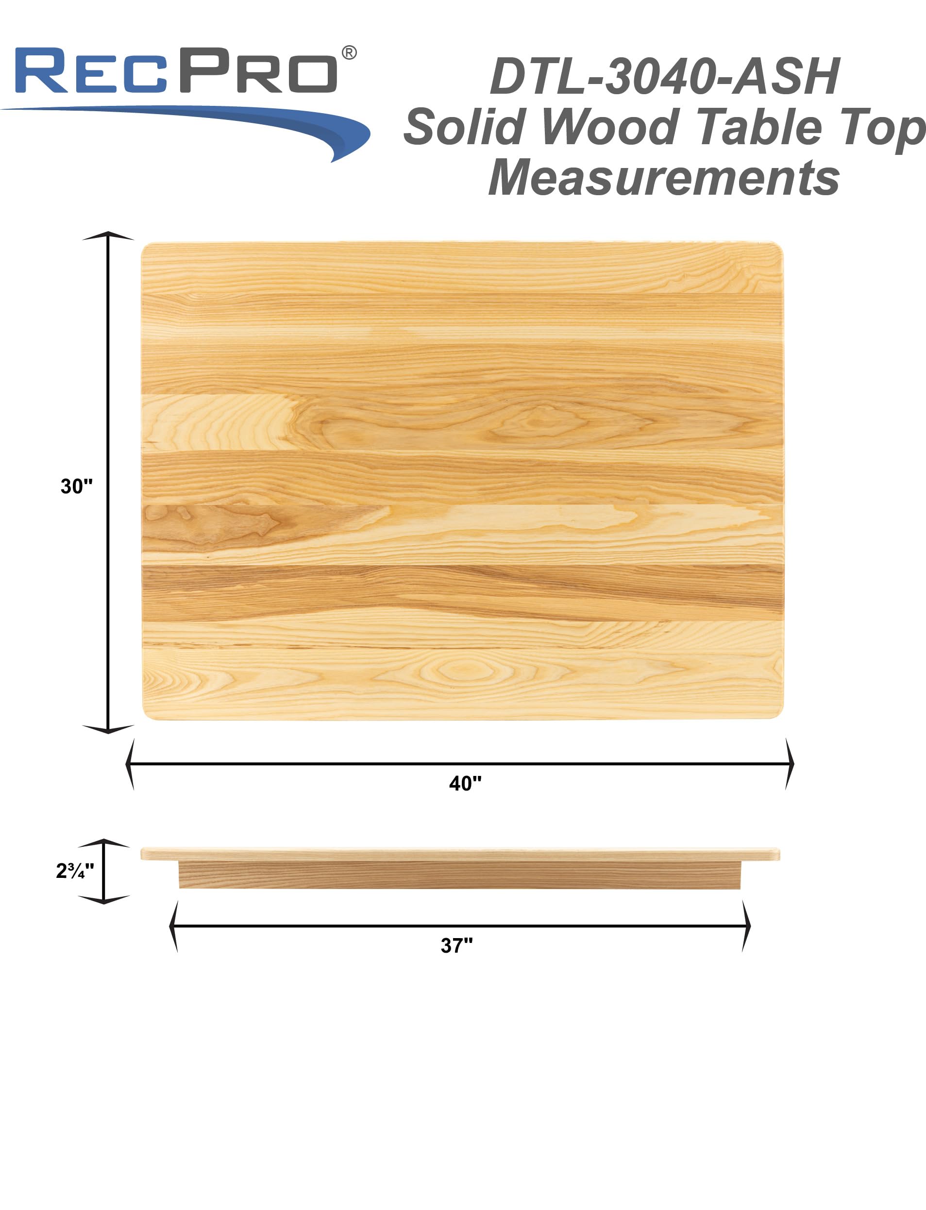 RecPro RV Ash Wood Table Top | 3/4