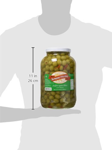 Supremo Italiano Premium Salad Olives - 80 oz (5 lbs) Large Jar | Imported Italian Green Olives for Salads, Charcuterie Boards & Mediterranean Recipes