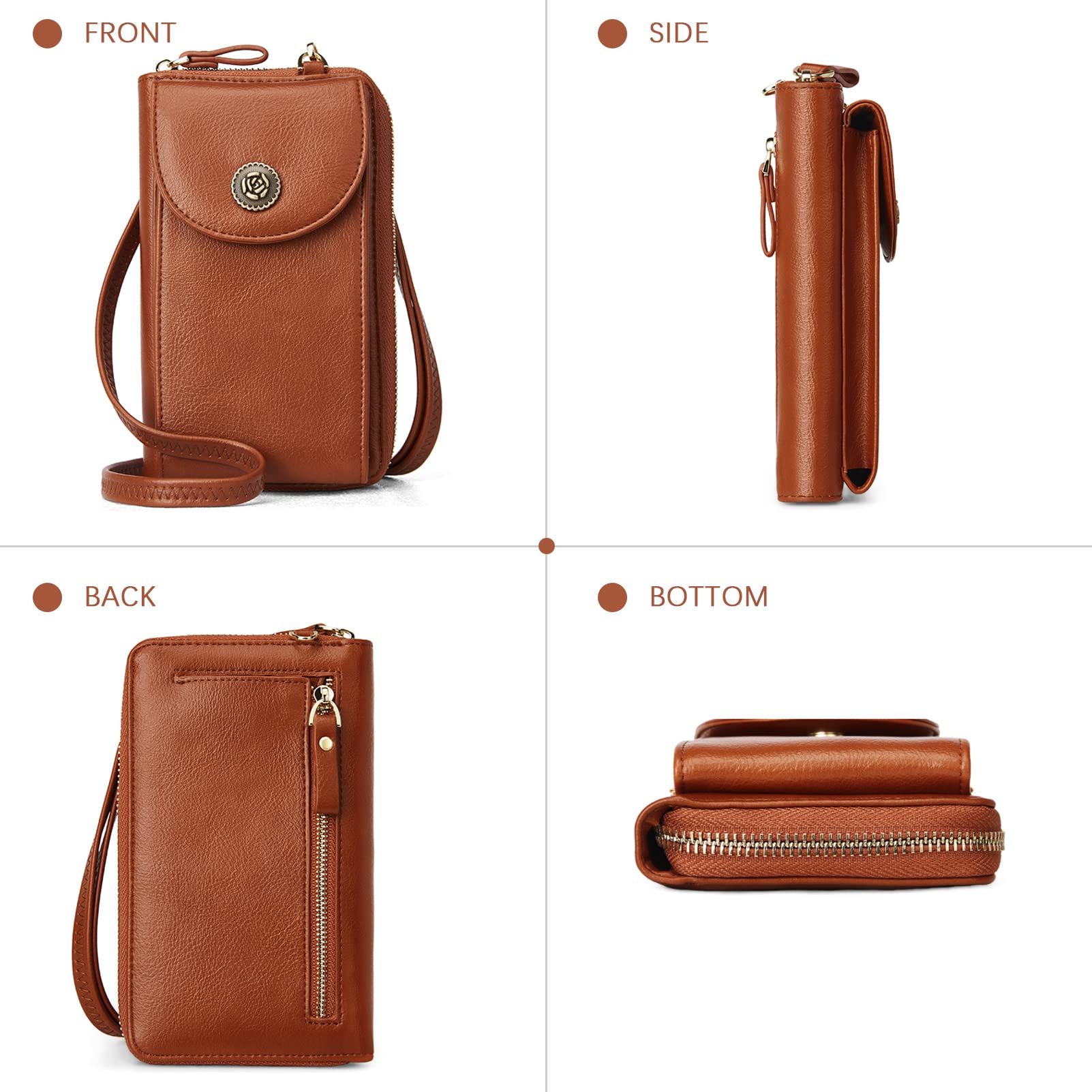 BROMEN Vegan Leather Crossbody Phone Purse for Women - Small Wallet Bag with Credit Card Holder - Perfect for Travel, Shopping & Daily Essentials