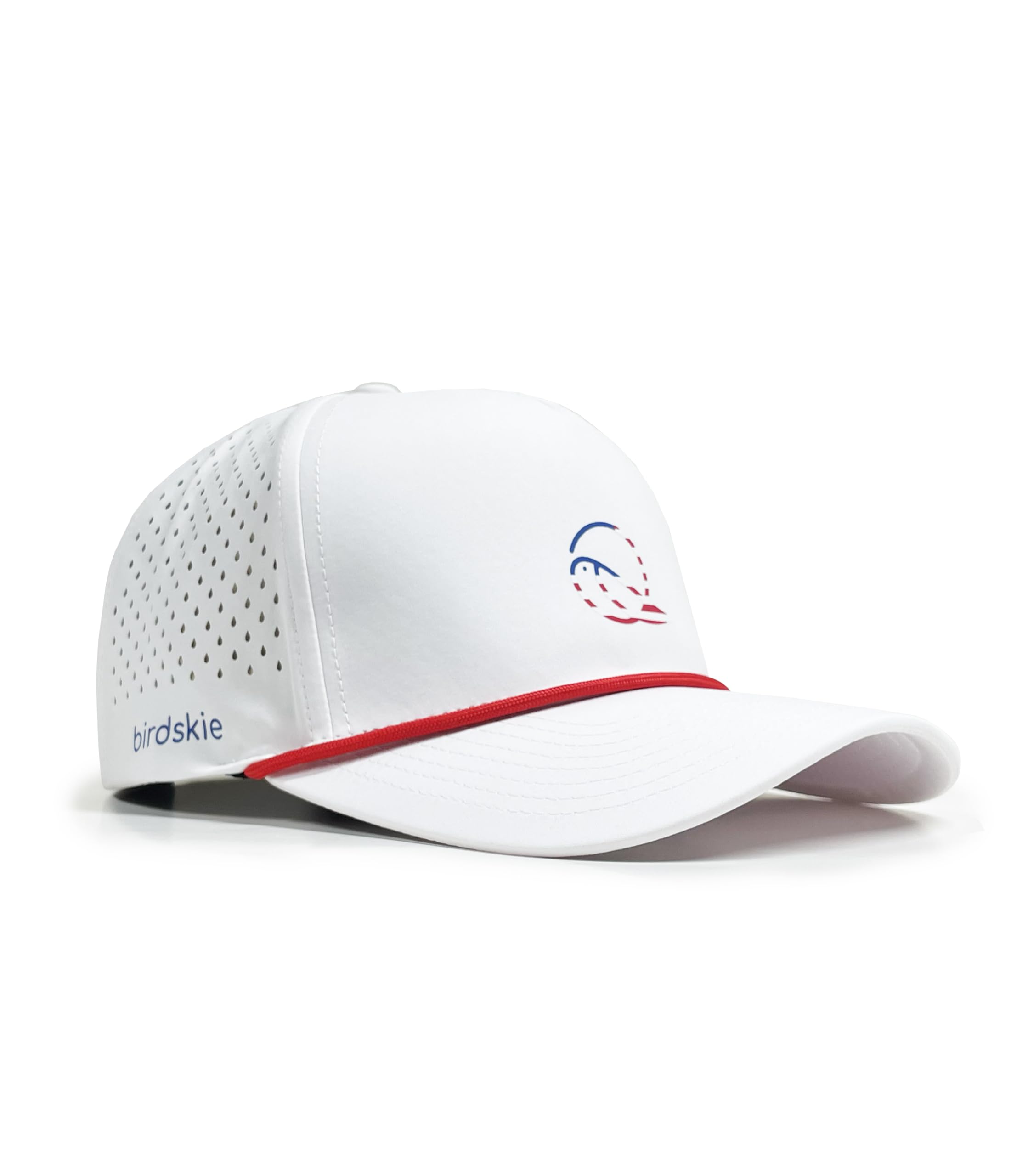 Captain 2 Golf Hat - White Snapback with Red Rope Design | Waterproof, Moisture Wicking & Breathable Performance Cap | Quick Drying for Golf, Outdoor Sports & Casual Wear