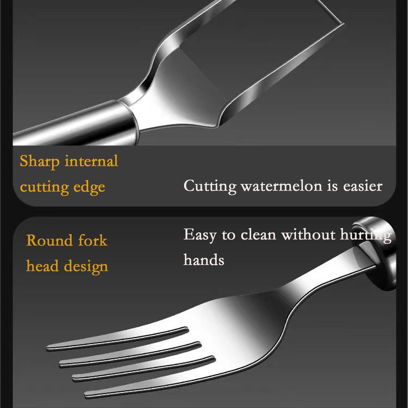 Premium Stainless Steel Watermelon Slicer & Fork - 2-in-1 Double Head Fruit Cutting Tool for Summer BBQs, Picnics, Camping & Family Gatherings (3-Piece Set) - Perfect for Outdoor Parties, Beach Trips & Backyard Cookouts