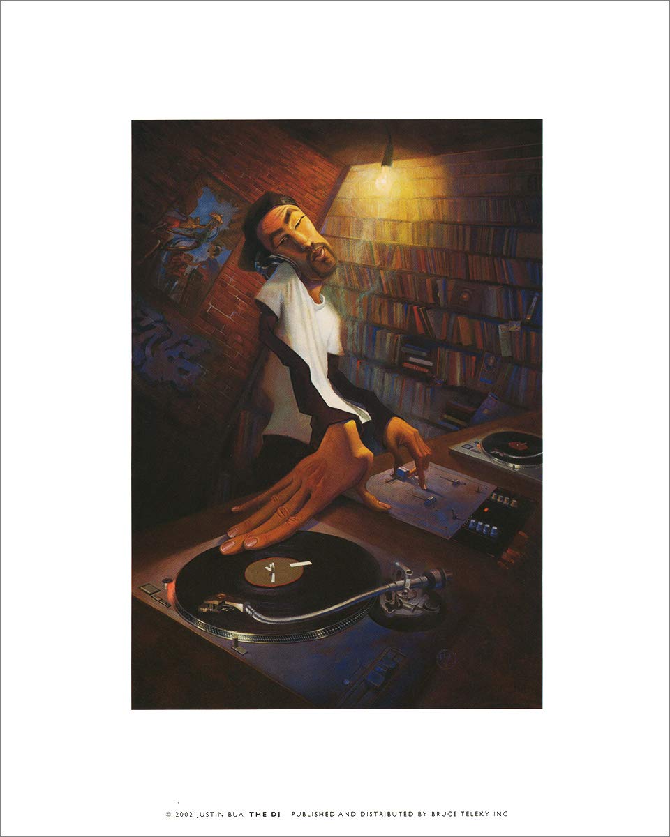 Justin Bua Set of 6 Art Prints 8x10 inches - Jazz Trio, The DJ, Midnight Solo, El Guitarrista, Piano Man II & Green Street | Wall Decor for Living Room, Bedroom, Office & Music Studio | Famous Urban Art Collection