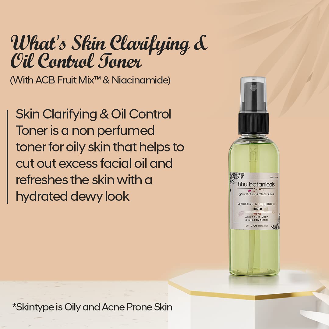 Oil Control & Clarifying Toner with ACB Fruit Mix™ & Niacinamide - 100ml for Oily & Acne-Prone Skin | Perfect for Daily Skincare Routine & Blemish Control