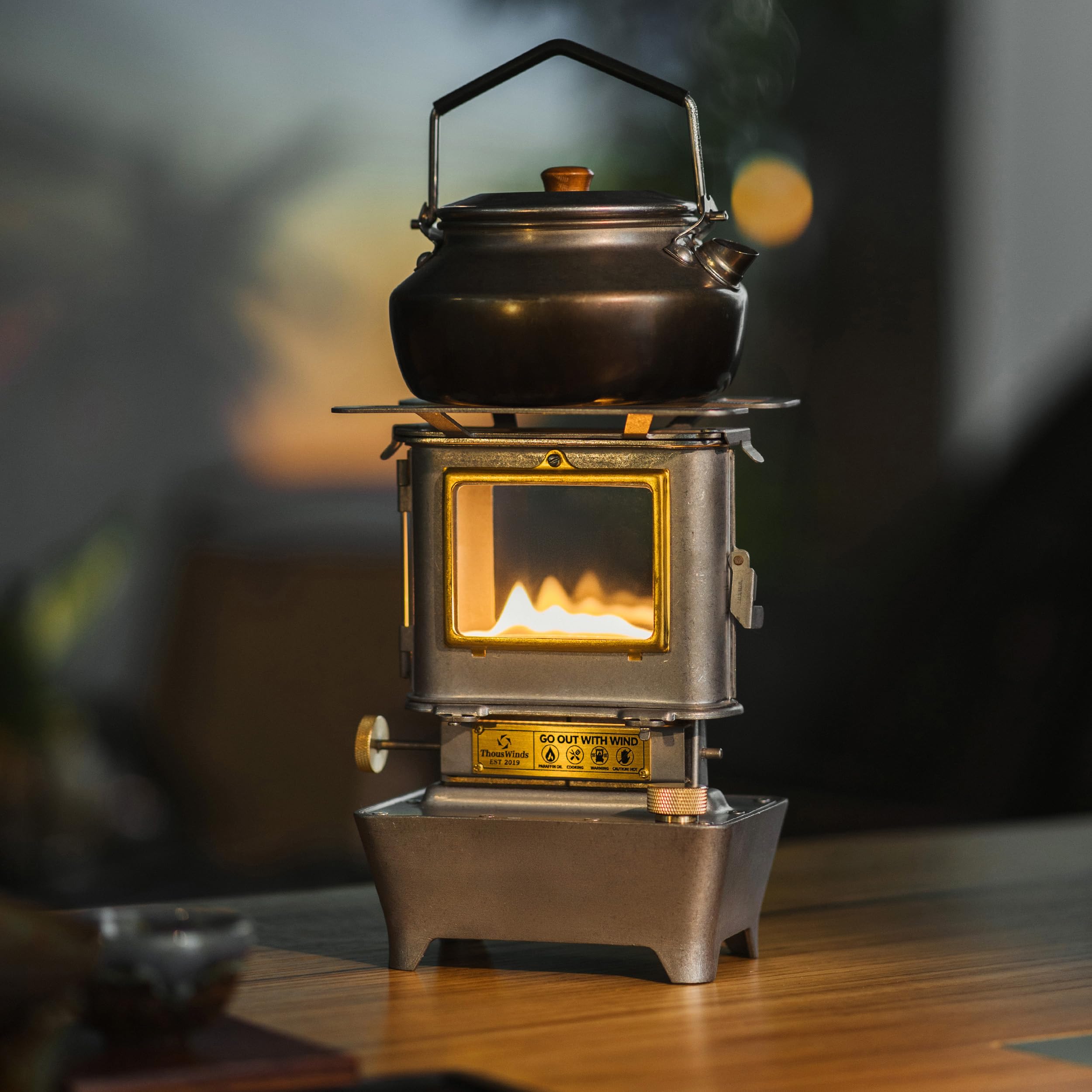 **Portable Camping Oil Lantern & Stove - Stainless Steel Outdoor Cooking, Lighting & Warming Oven - Retro Silver Design for Hiking, Backpacking & Emergency Prep**