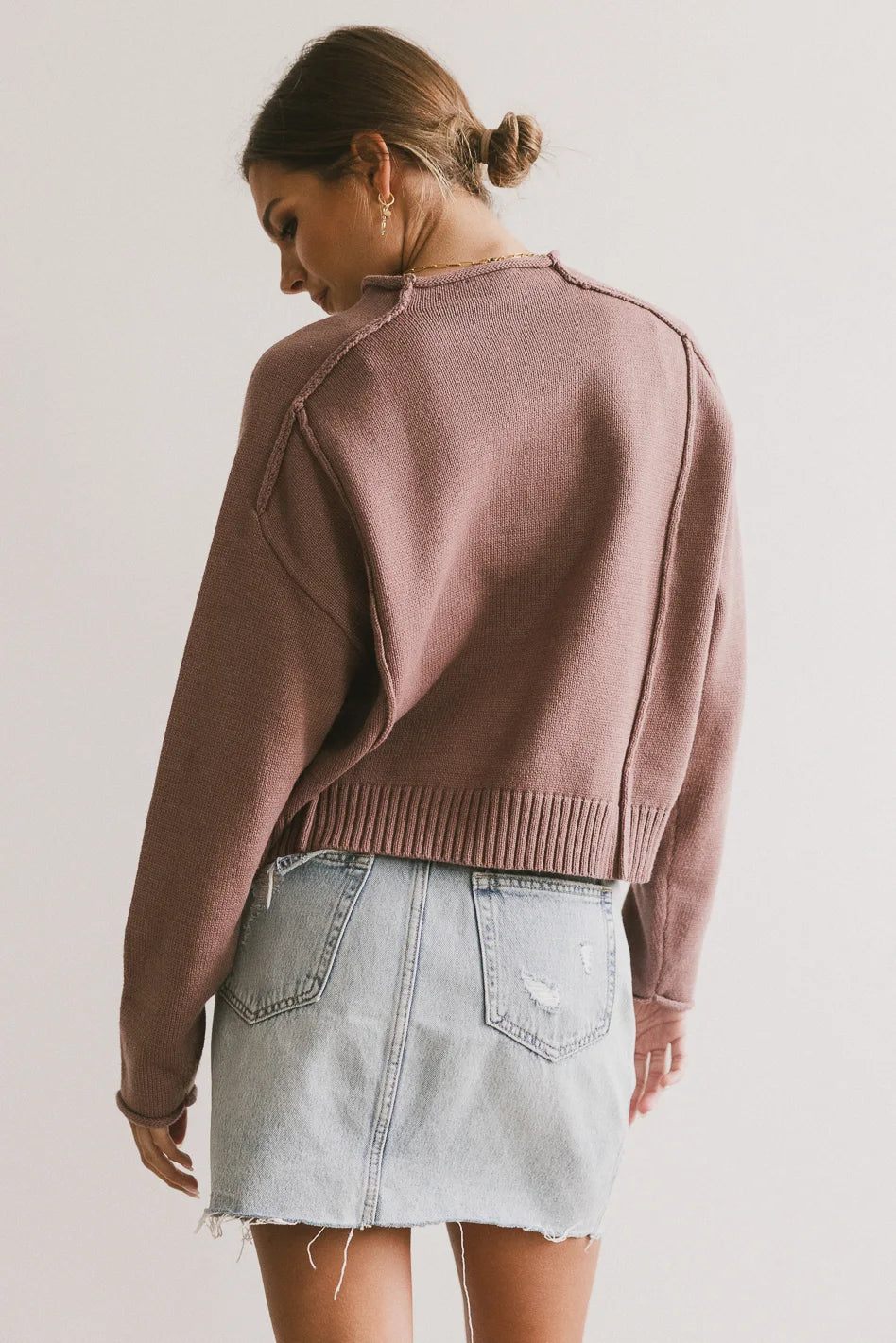 Leander Women's Mauve Knit Sweater - Soft Cozy Pullover for Fall & Winter - Perfect for Casual Outfits, Office Wear & Holiday Gatherings