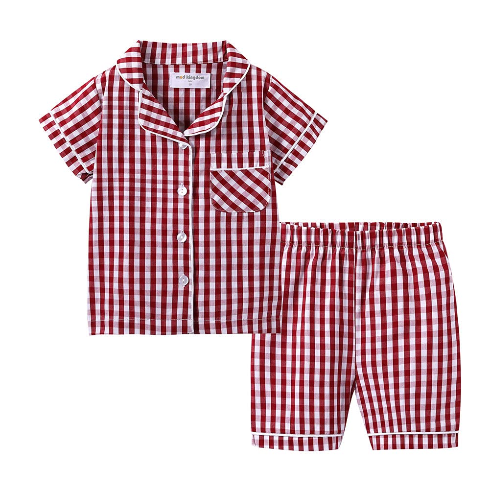 Kids Summer Pajama Set - Plaid Print with Cute Peter Pan Collar for Boys & Girls | Comfortable Sleepwear for Bedtime & Lounging