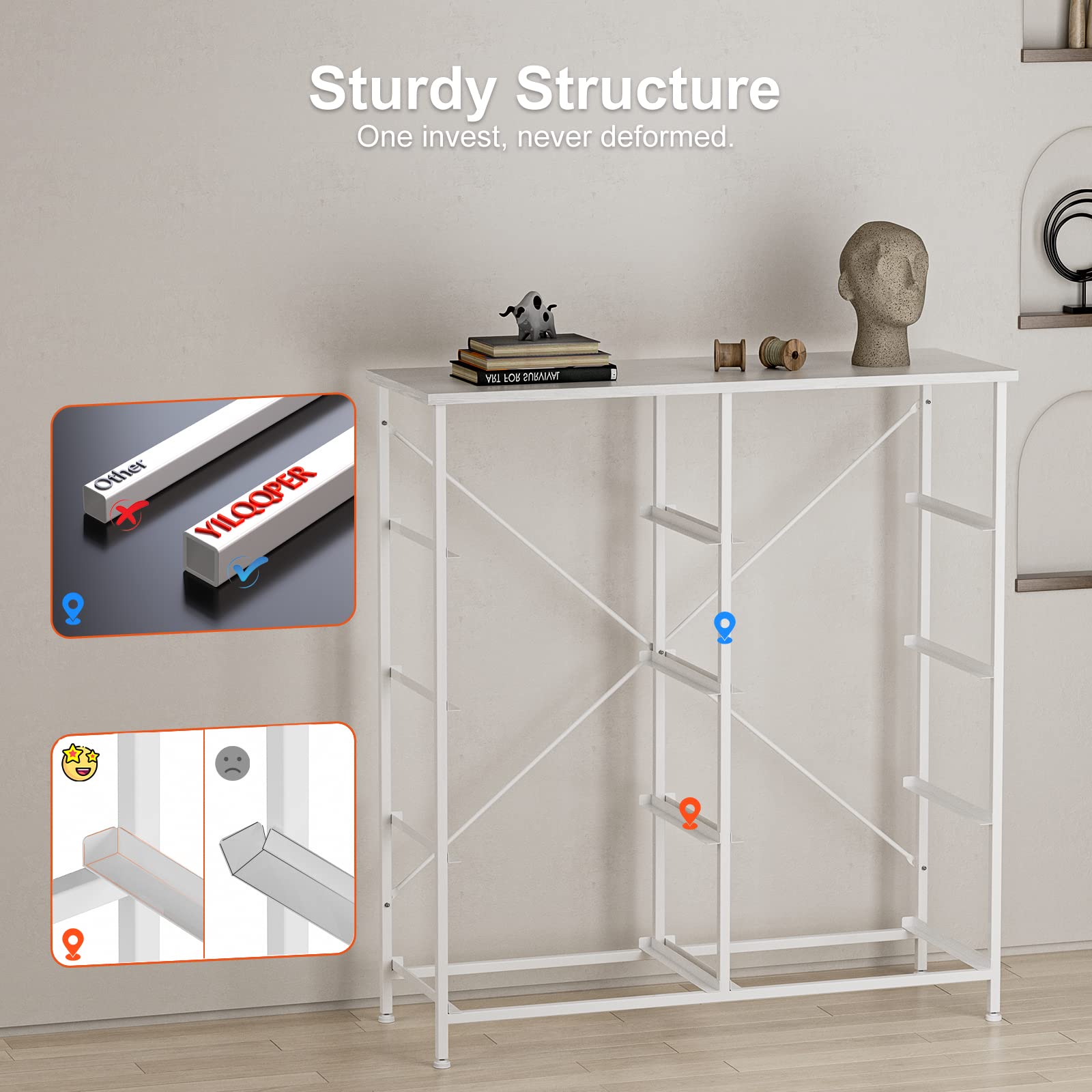 8-Drawer Tall Dresser for Bedroom - White Chest of Drawers with Sturdy Steel Frame, Fabric Bins & Wood Top - Perfect for Closet, Living Room, Nursery or Hallway Storage & Organization