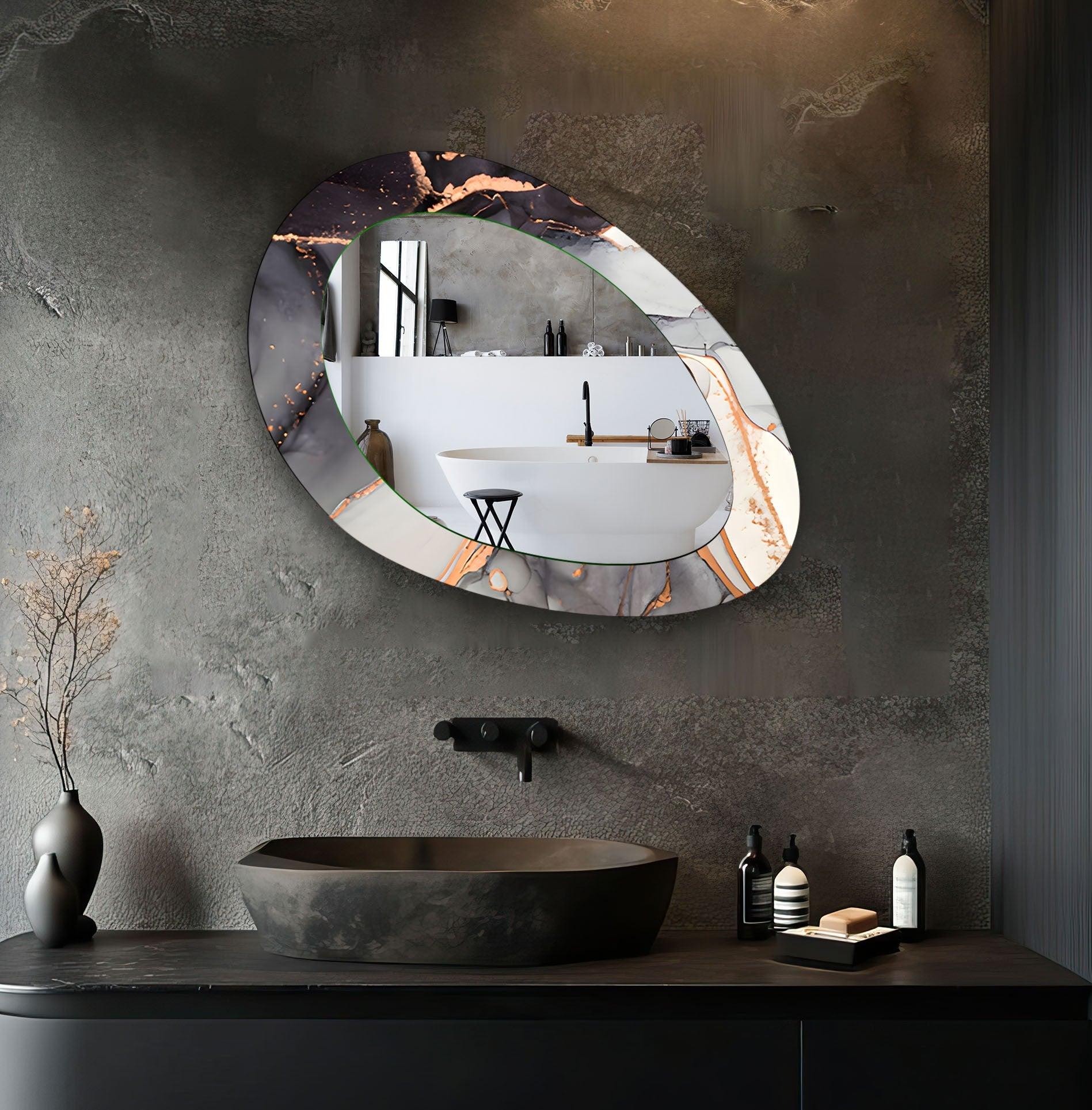 Elegant Black and Gold Full-Length Wall Mirror - Modern Home Decor for Bedroom, Living Room, or Entryway