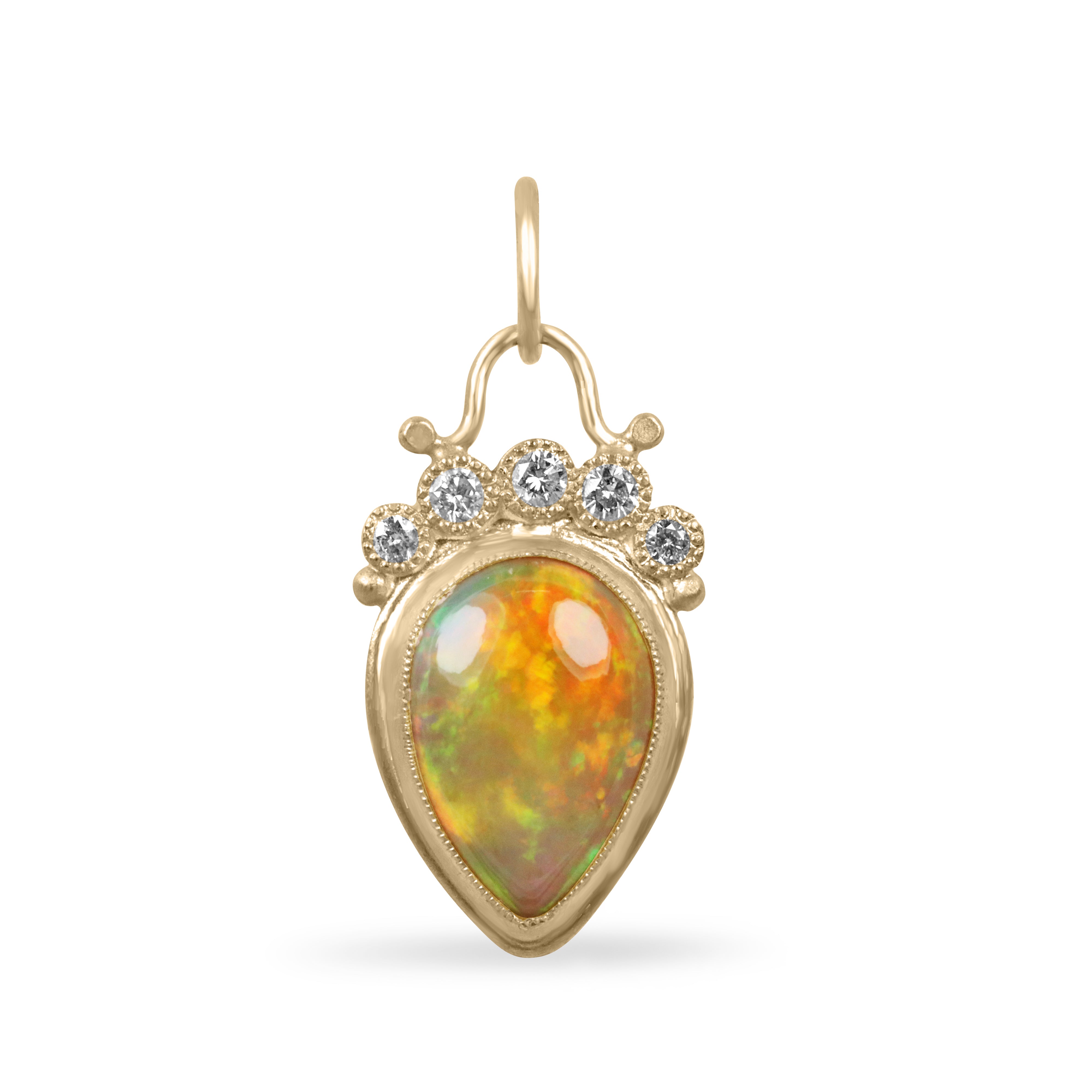 4.13tcw 24K Gold Crystal Opal & Diamond Tiara Pendant Necklace - Elegant Bridal Jewelry for Weddings, Prom & Special Occasions