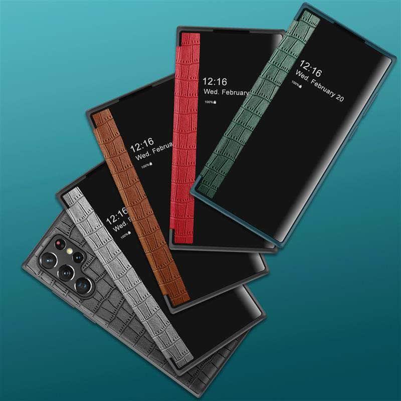 Premium Galaxy S22 Plus Luxury Crocodile Texture PU Leather Flip Cover Case - Slim Protective Phone Case for Business & Travel