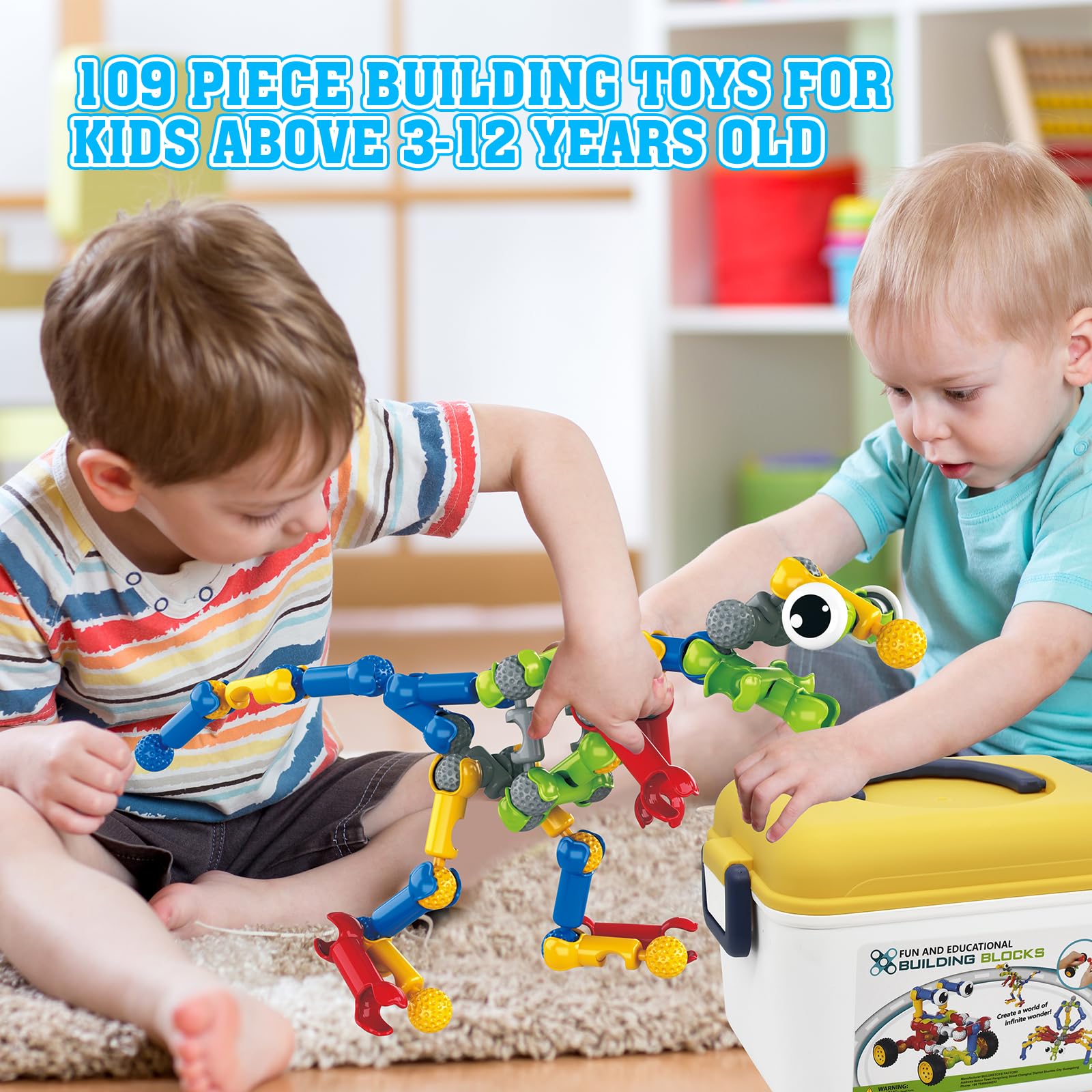 109-Piece STEM Building Blocks for Kids Ages 3-12 | Creative Educational Construction Toys for Boys & Girls | Perfect Christmas & Birthday Gifts | Classroom Learning & Home Play Activities