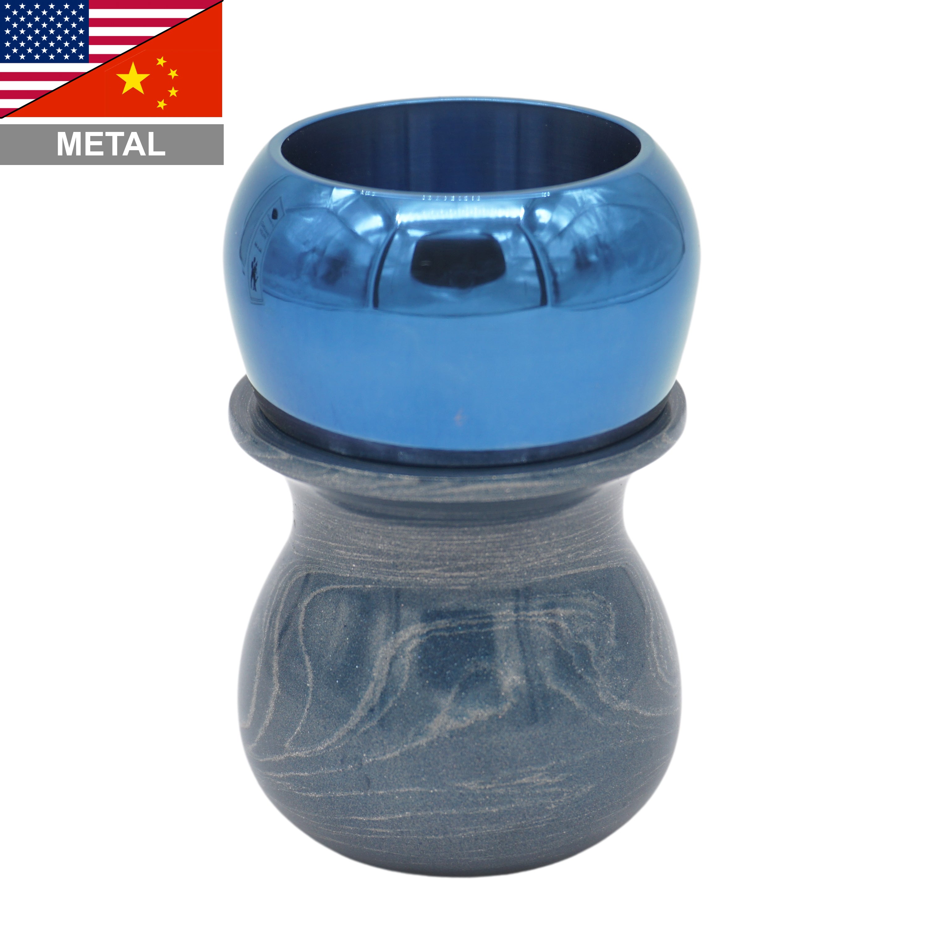 Premium Blue Bronze & Aluminum Handcrafted Shaving Brush Handle - Fits 28mm & 30mm Knots - Perfect for Wet Shaving & Grooming Gifts for Men