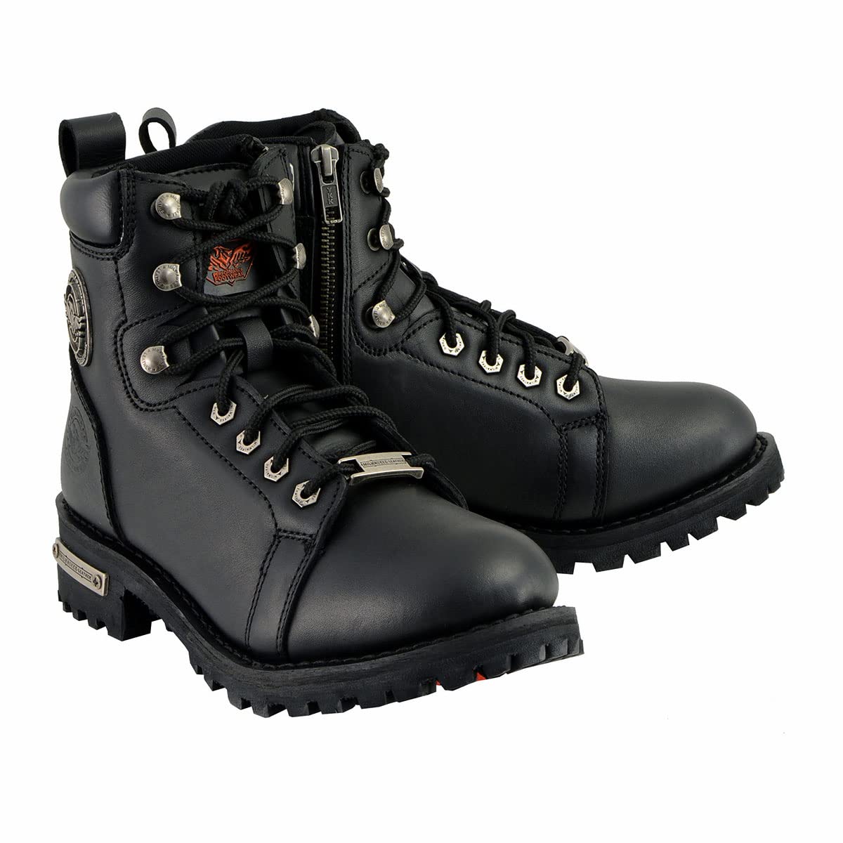 Milwaukee Leather MBL200 Women's Black Lace-Up Ankle Boots with Side Zipper - Stylish & Comfortable for Work, Casual Wear & Outdoor Activities
