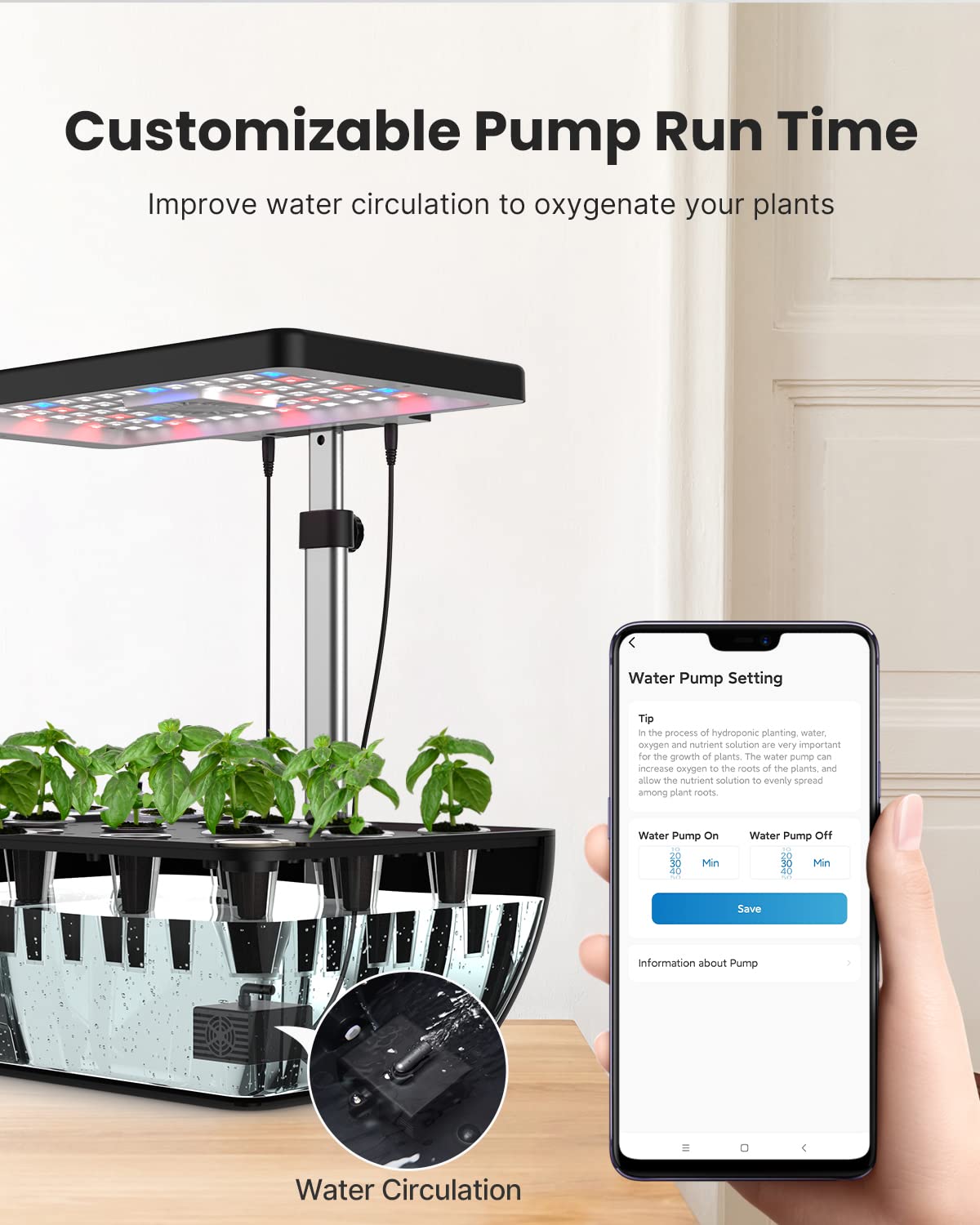 iDOO 12-Pod Hydroponics Growing System Kit with WiFi & LED Grow Light - Indoor Herb Garden for Home, Built-in Fan, Auto Timer, 6.5L Large Tank - Perfect for Kitchen, Office, or as Christmas Gifts for Women & Mom (Black)