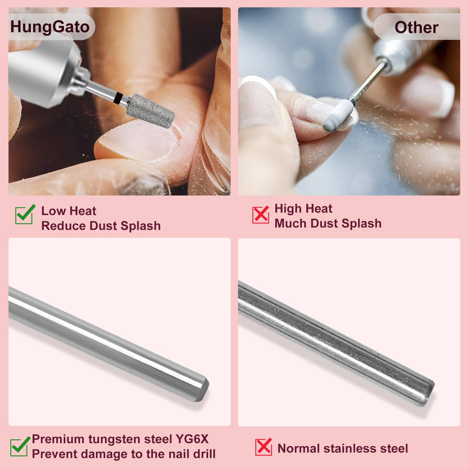 Diamond Tapered Barrel Cuticle Nail Drill Bits 3/32