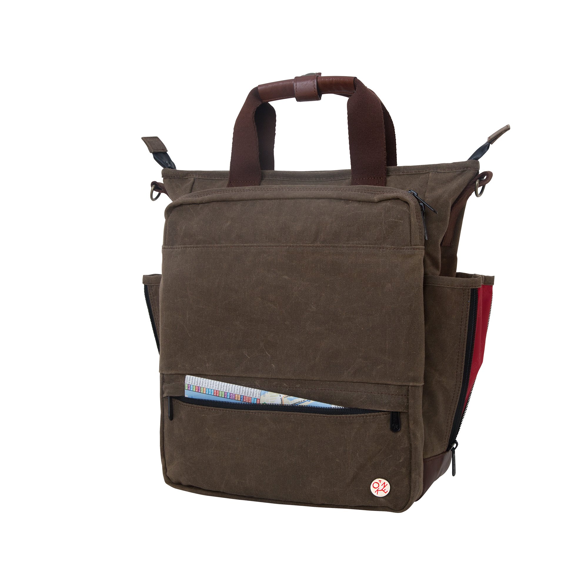 Waxed Fordham Convertible Backpack & Messenger Bag - Dark Brown Leather, One Size Fits All - Perfect for Travel, Work & Everyday Use