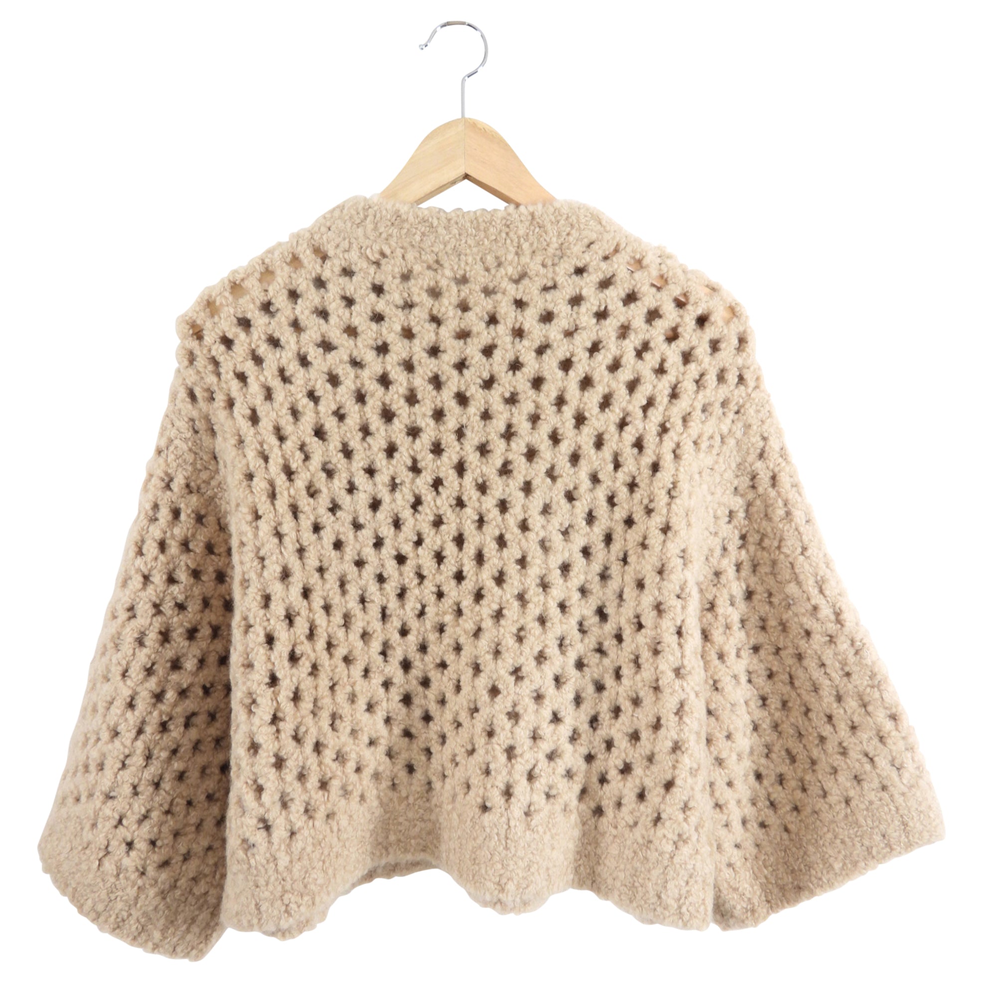Brunello Cucinelli Beige Open Knit Boucle Camel Short Sleeve Sweater for Women | Casual Summer Pullover | Perfect for Beach Outings and Weekend Brunch