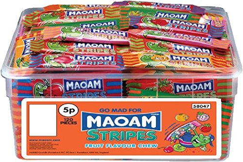 MAOAM Stripes Fruit Flavor Chewy Candy - Assorted Tropical & Berry Flavors - Bulk Pack for Parties, Halloween Treats & Office Snacks