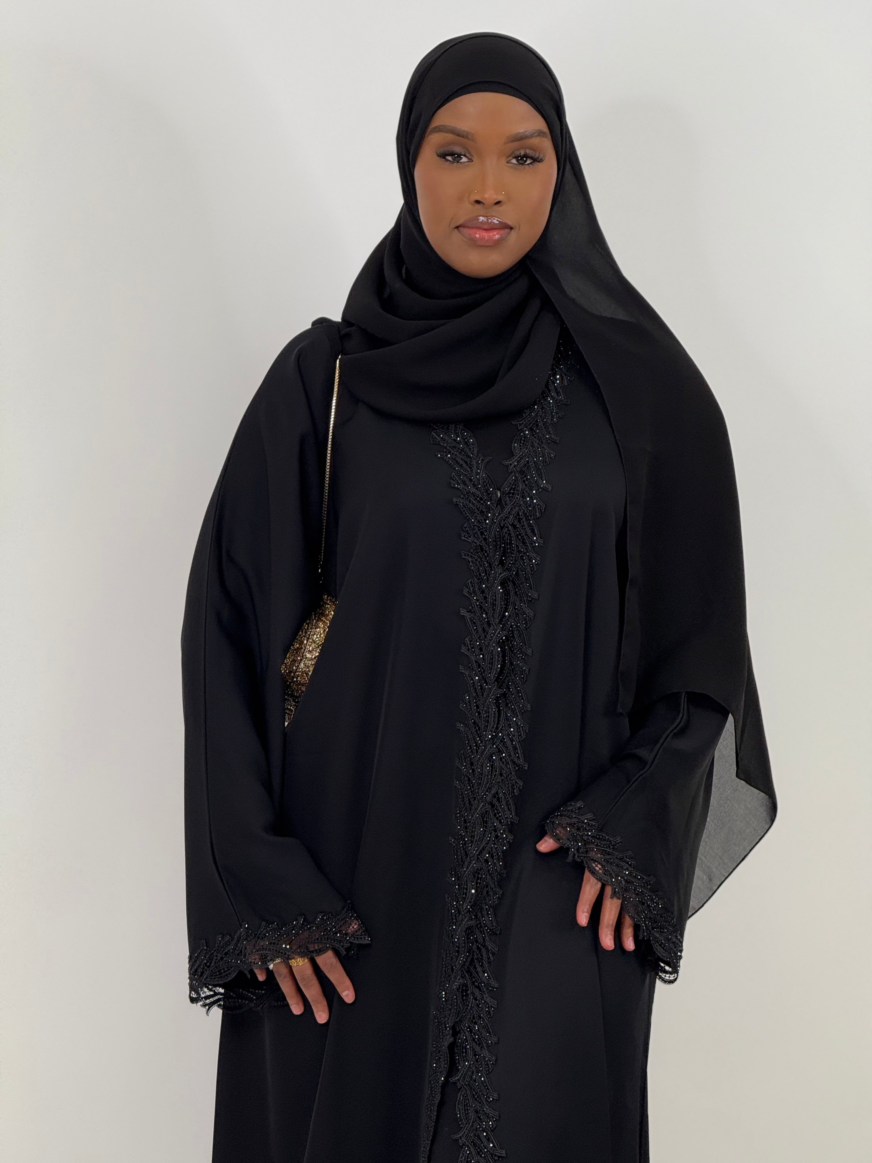 Elegant Marquis Lace Abaya Dress for Women - Modest Islamic Prayer Gown - Perfect for Eid, Ramadan, and Special Occasions