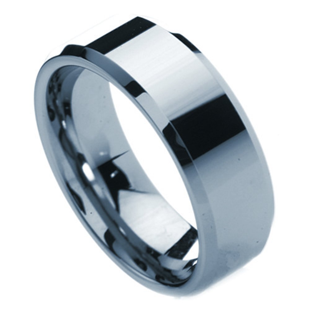 Men's Tungsten Carbide Wedding Band 8mm - Comfort Fit for Size 8-13 | Durable Polished Ring for Everyday Wear
