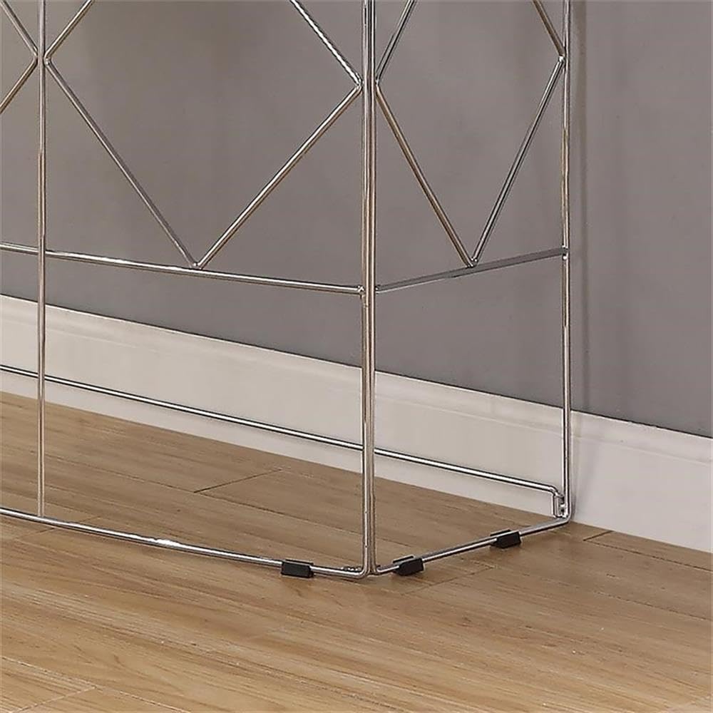 Fland Contemporary Chrome Glass Top Round Console Table - Modern Entryway Sofa Table for Living Room, Hallway & Bedroom Decor