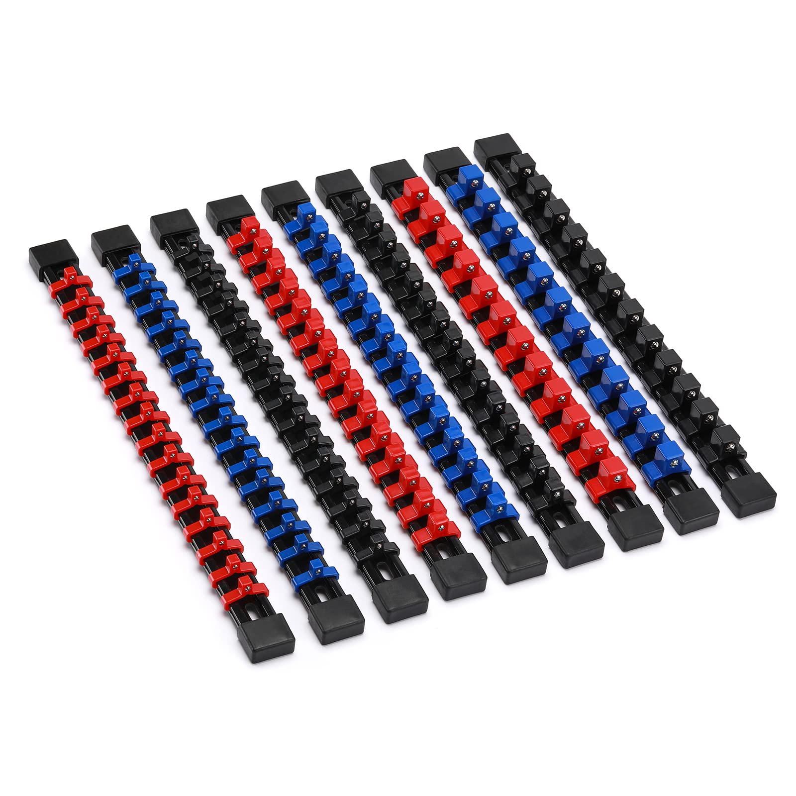 Premium 9-Piece ABS Socket Organizer Rail Set - 1/4