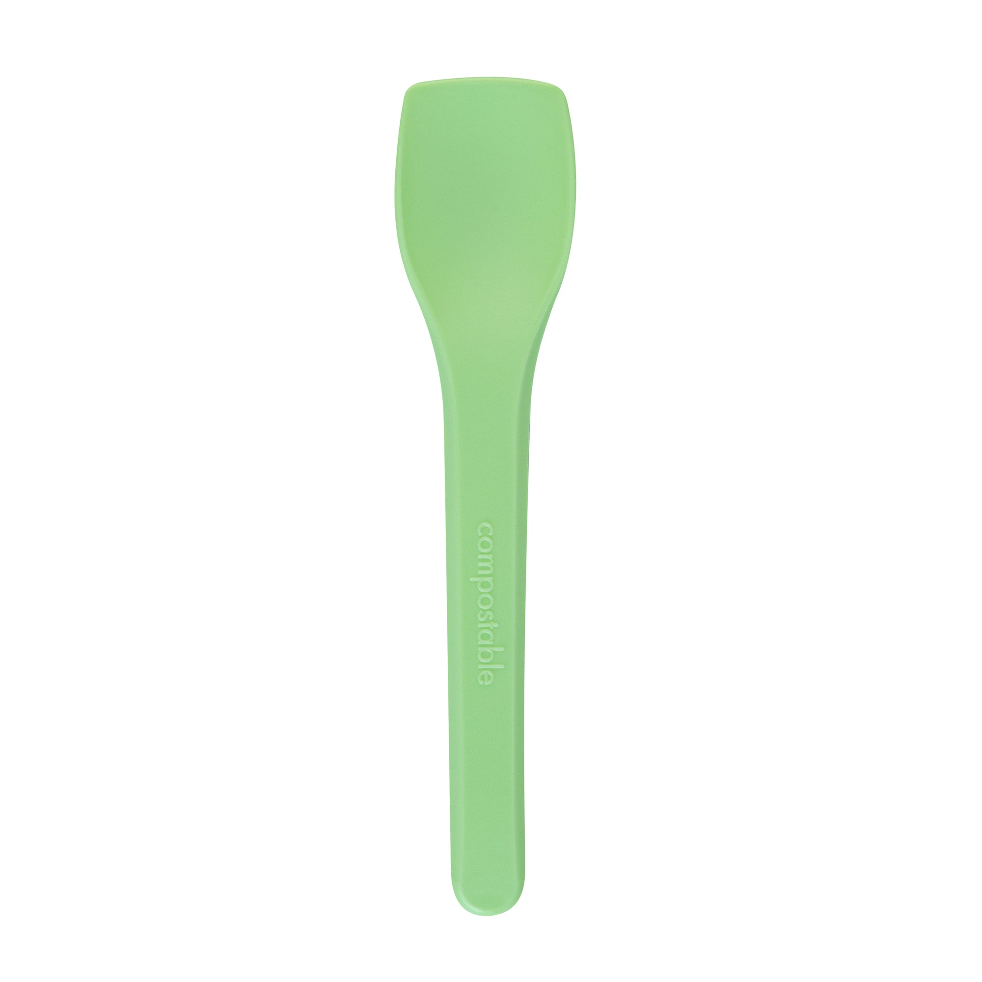 Eco-Friendly Green CPLA Plastic Ice Cream Spoons - Heat Resistant, Compostable, 100-Pack (4 Boxes) | Perfect for Parties, Desserts & Sustainable Dining