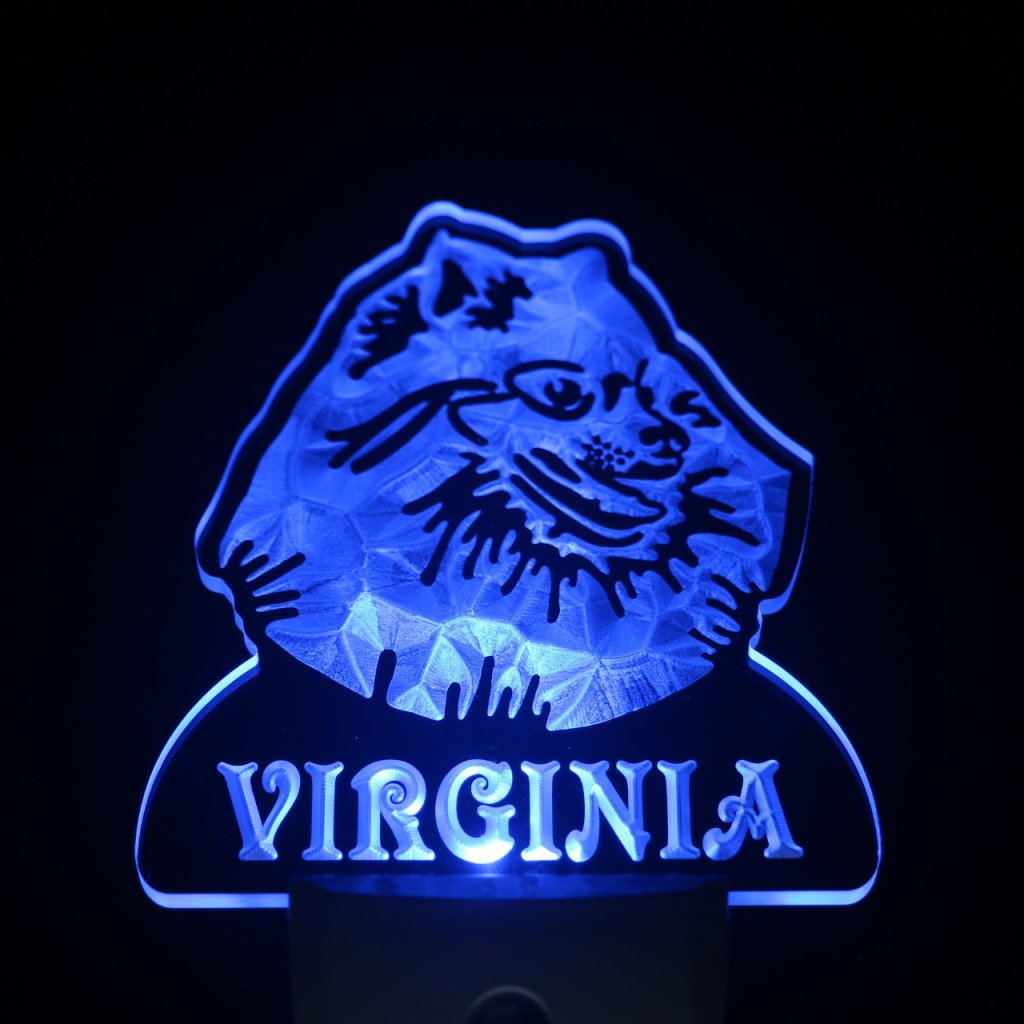 Personalized Pomeranian Dog Night Light with Name - Day/Night Sensor LED Sign for Bedroom, Nursery, or Pet Lover's Gift