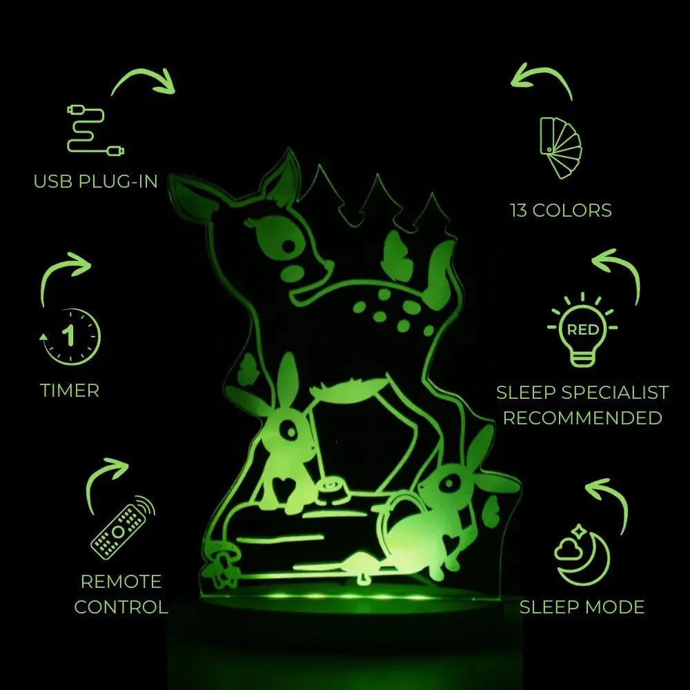 Duski Night Light for Kids - Woodland Theme LED Night Light for Nursery, Bedroom, and Kids Room - Perfect for Sleep, Comfort, and Decor