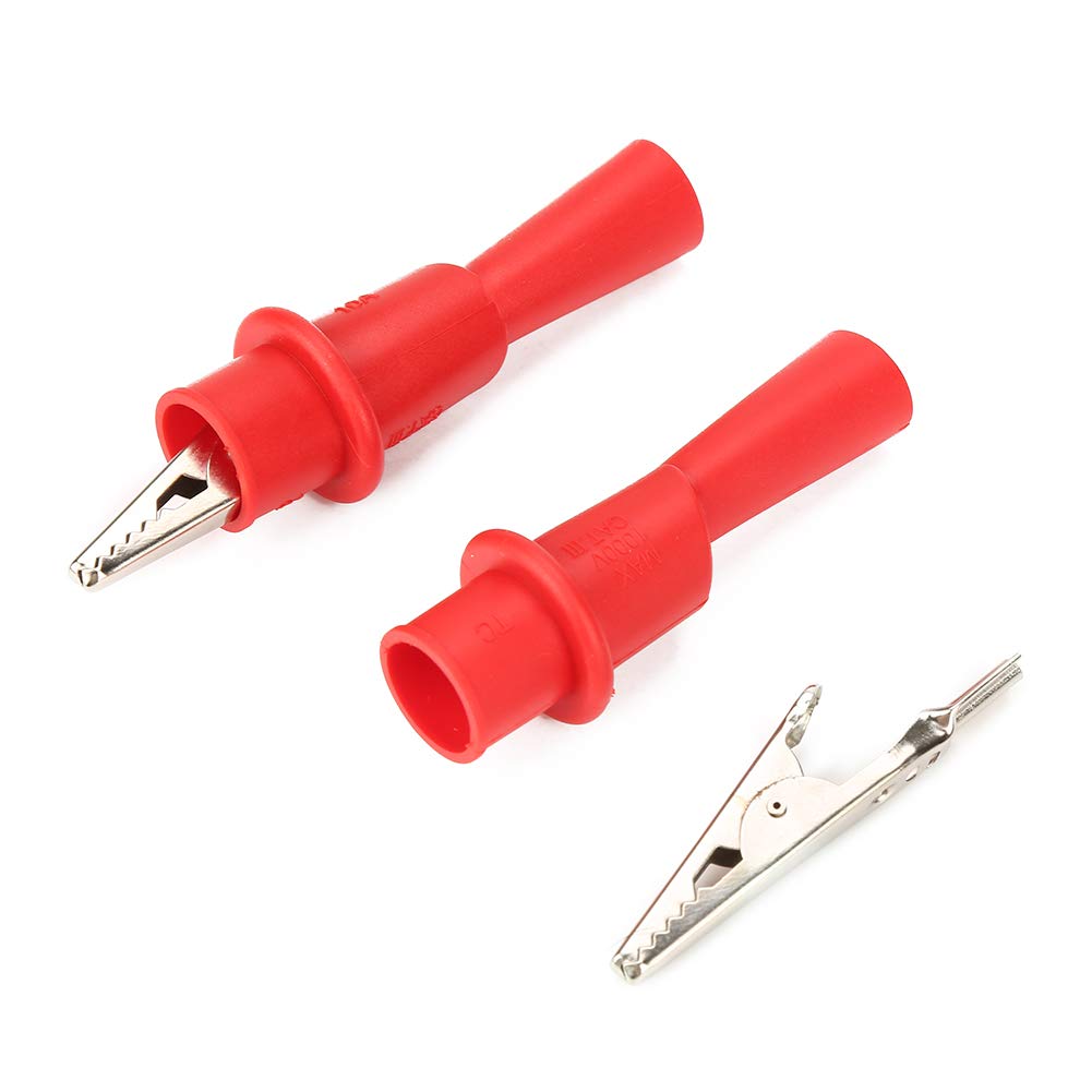 Premium 10PCS Insulated Metal Test Clips - Red & Black Electrical Clamp Probes for Multimeter, Battery Charging, and Circuit Testing | Durable Alligator Clips for DIY Electronics, Automotive Repair & Home Electrical Projects (Model P2008)