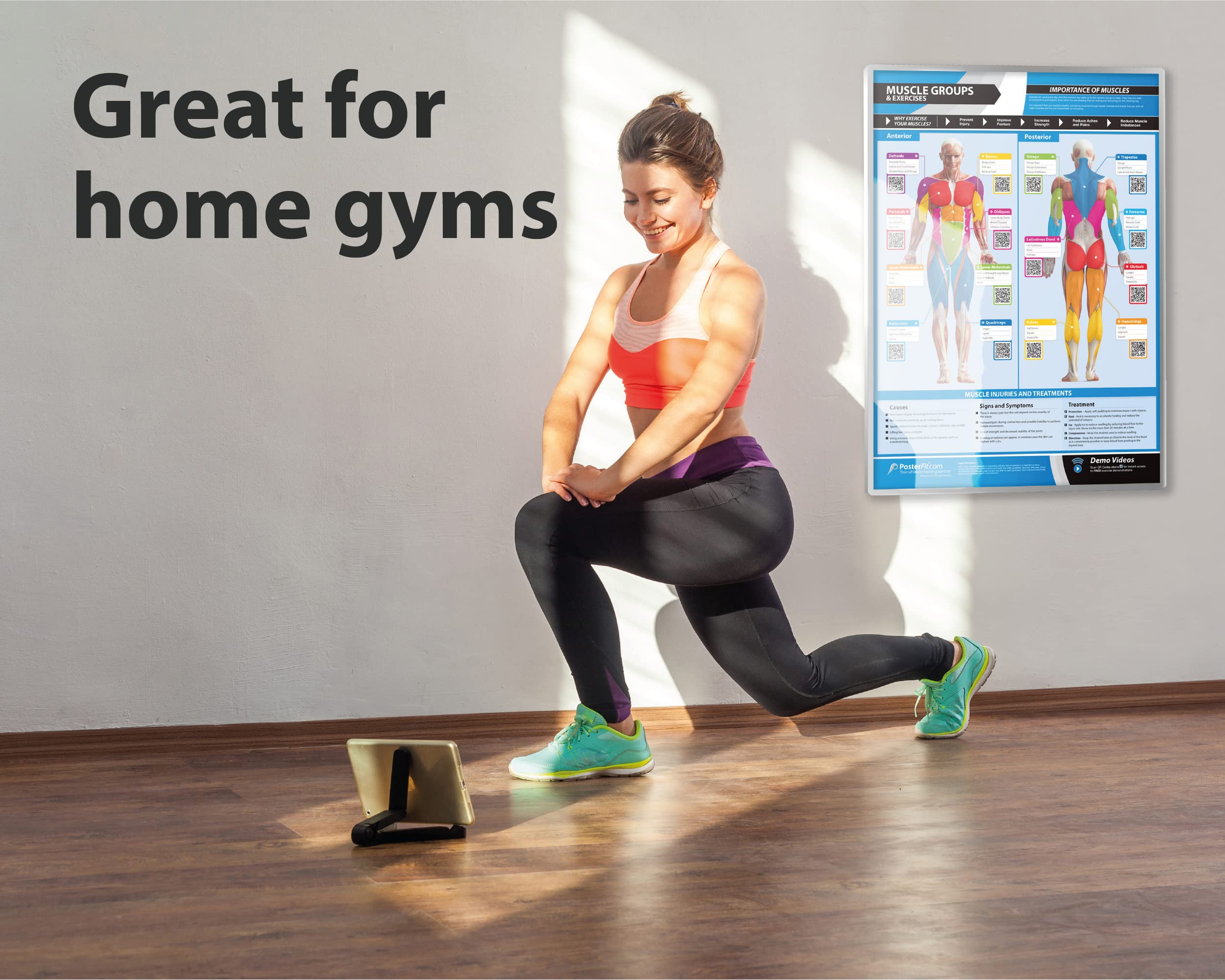13-Piece Laminated Workout Poster Set for Home Gym - 33