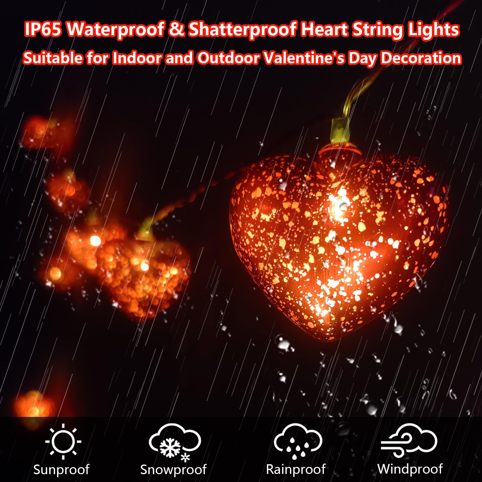 10 LED Valentine Heart String Lights - 6.8Ft Battery Powered with Remote Timer | Romantic Decor for Wedding, Christmas, Bedroom & Valentine's Day | Perfect for Indoor Lighting, Party Decorations & Romantic Ambiance