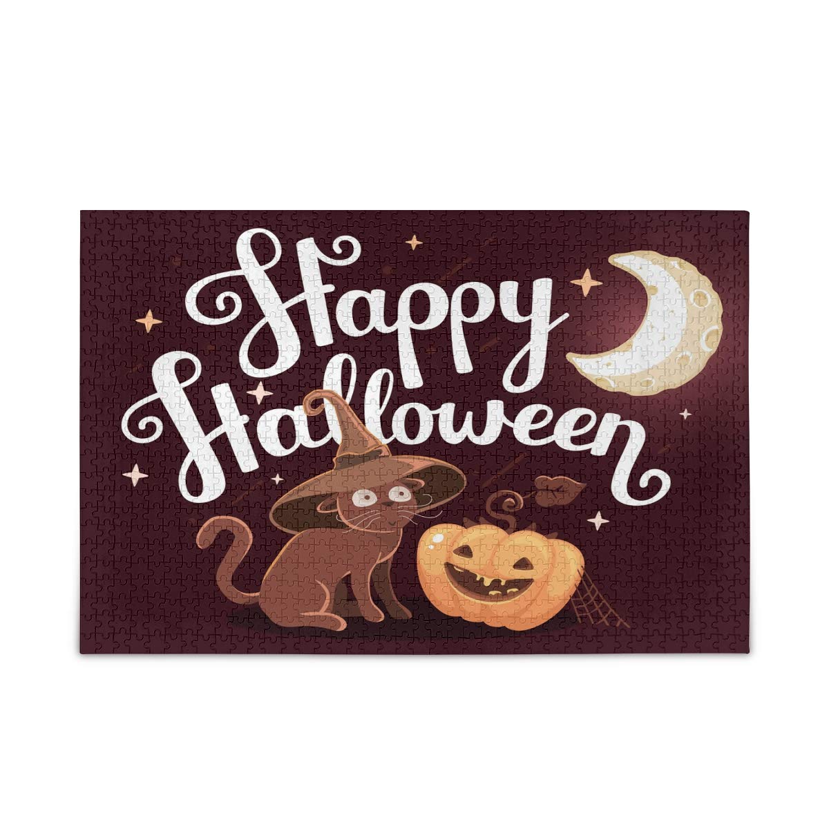 1000 Piece Halloween Jigsaw Puzzle for Adults - Spooky Pumpkin, Cat & Witch Hat Wooden Puzzle | Challenging Family Activity for Halloween Party Decor & Gift Idea